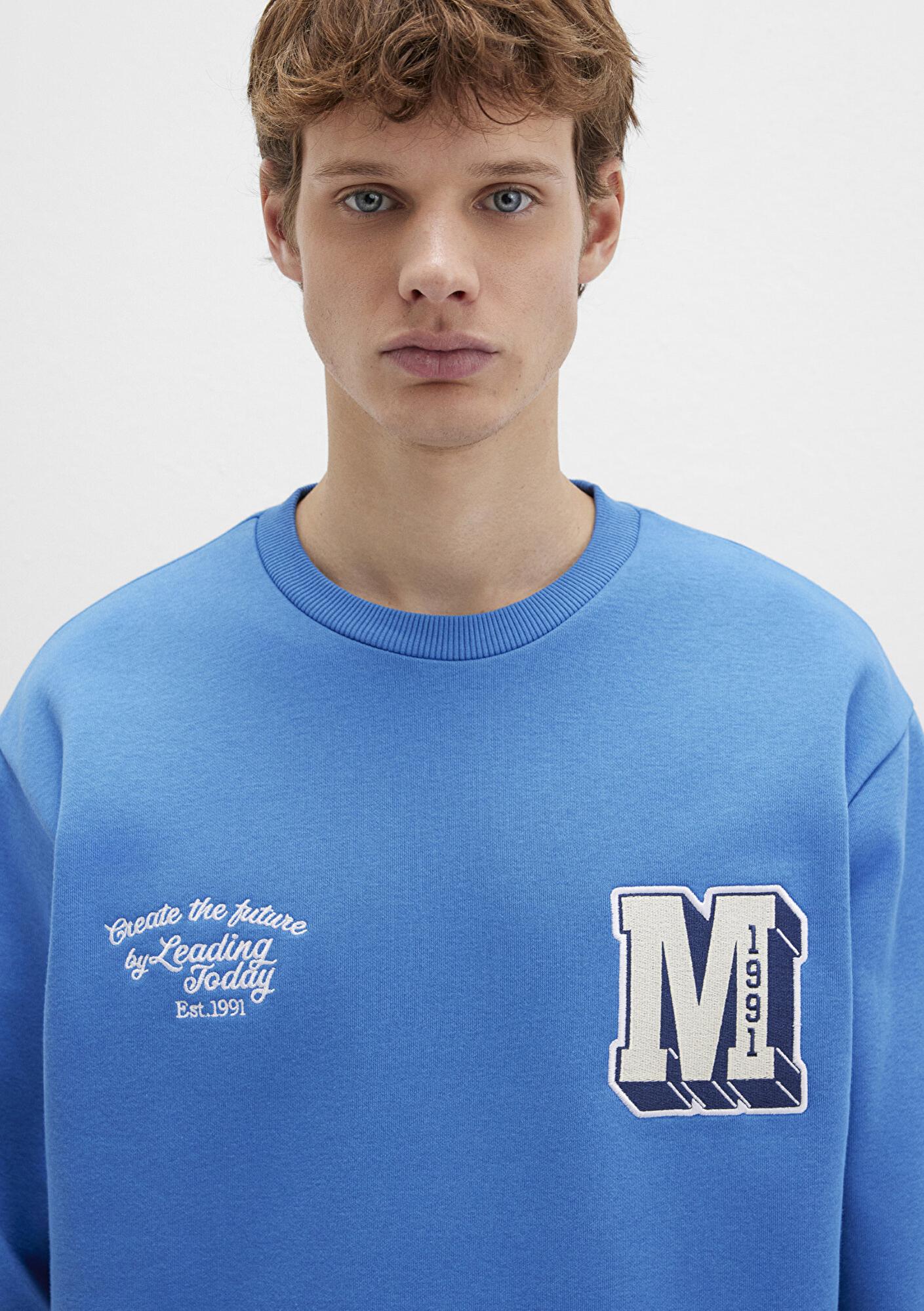 Mavi M Logo Nakış Detaylı Mavi Sweatshirt 0S10492-81330