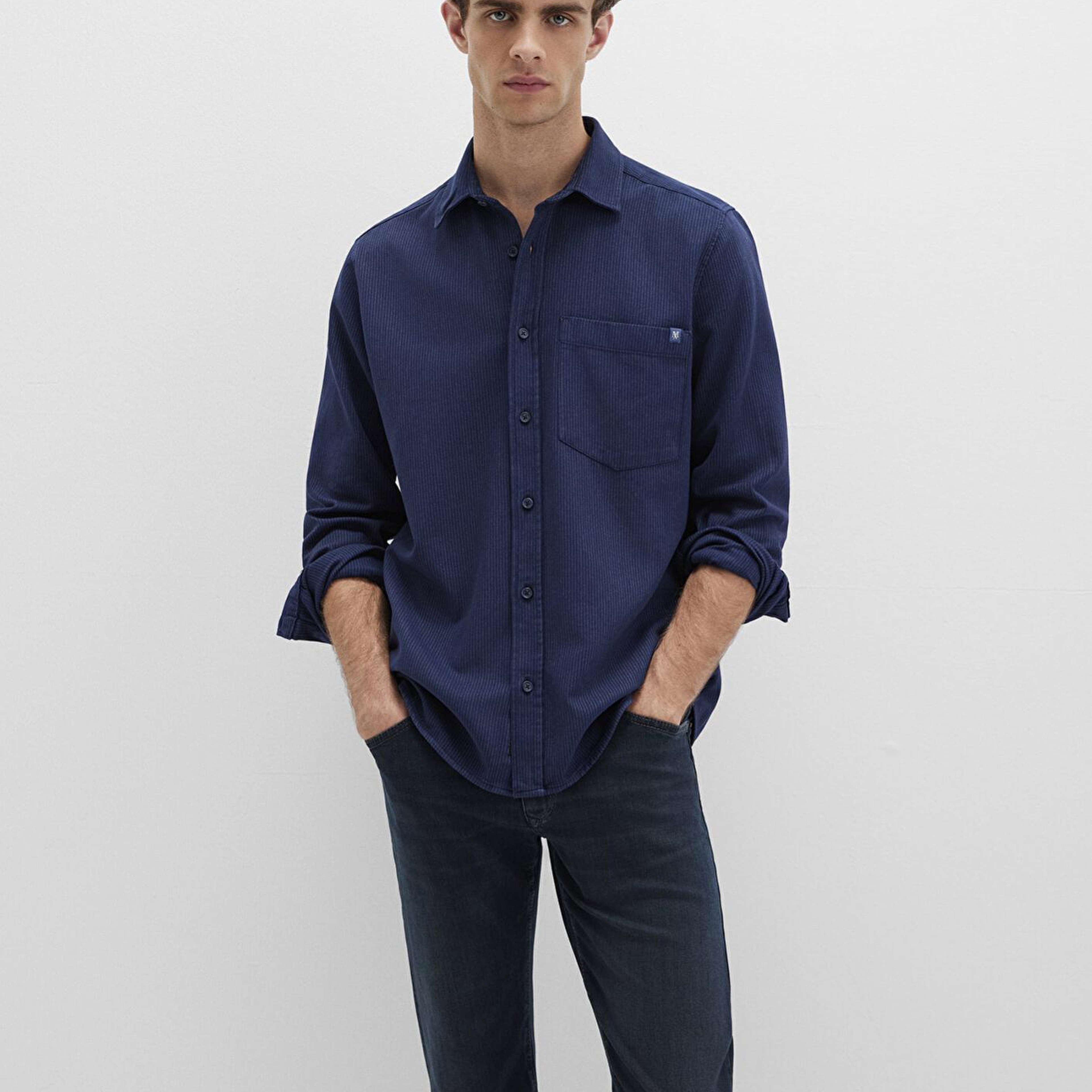 Mavi Çizgili Lacivert Gömlek Regular Fit / Normal Kesim 0211775-91324