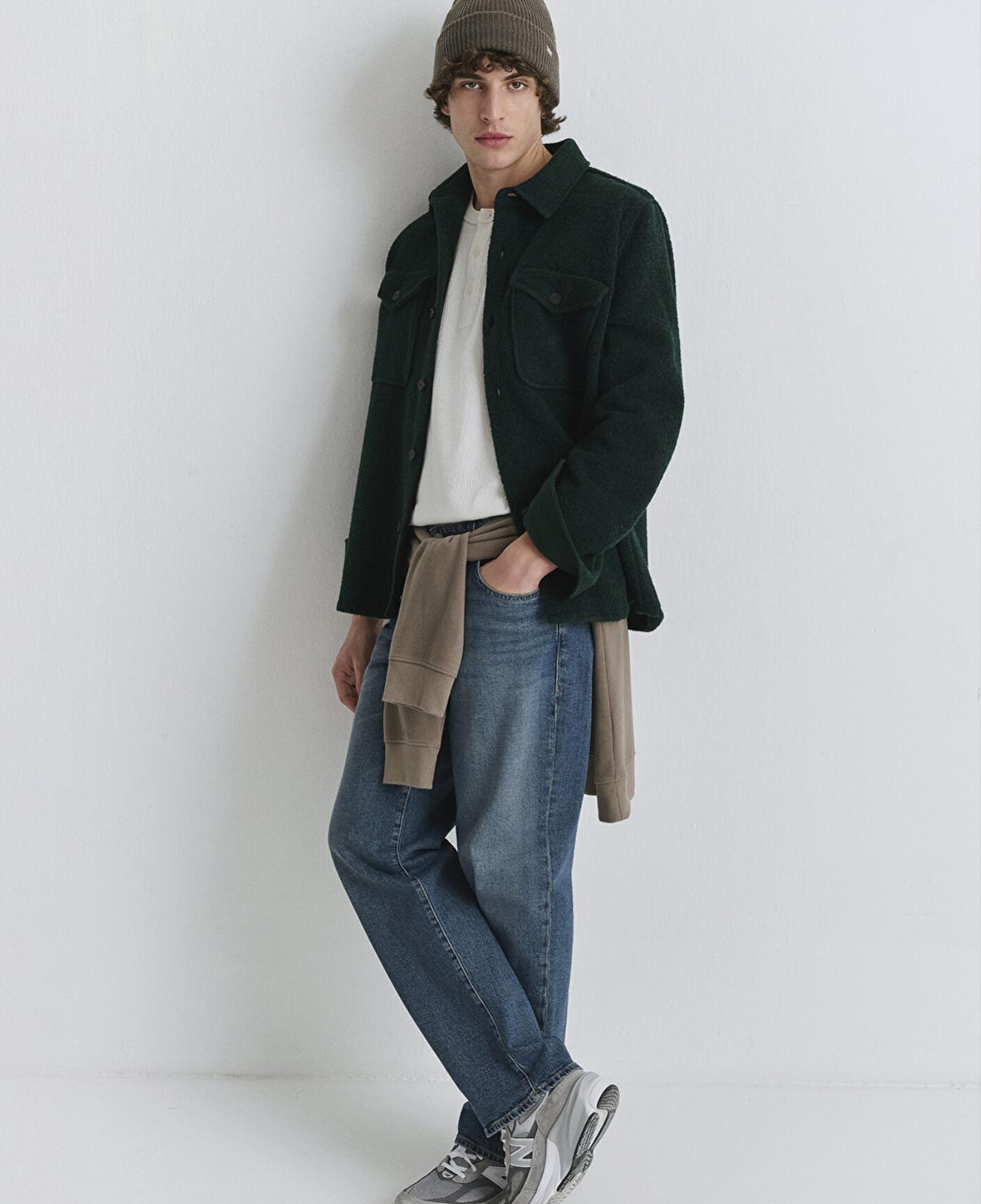 Mavi Yün Karışımlı Yeşil Gömlek Loose Fit / Bol Rahat Kesim 0211780-71929