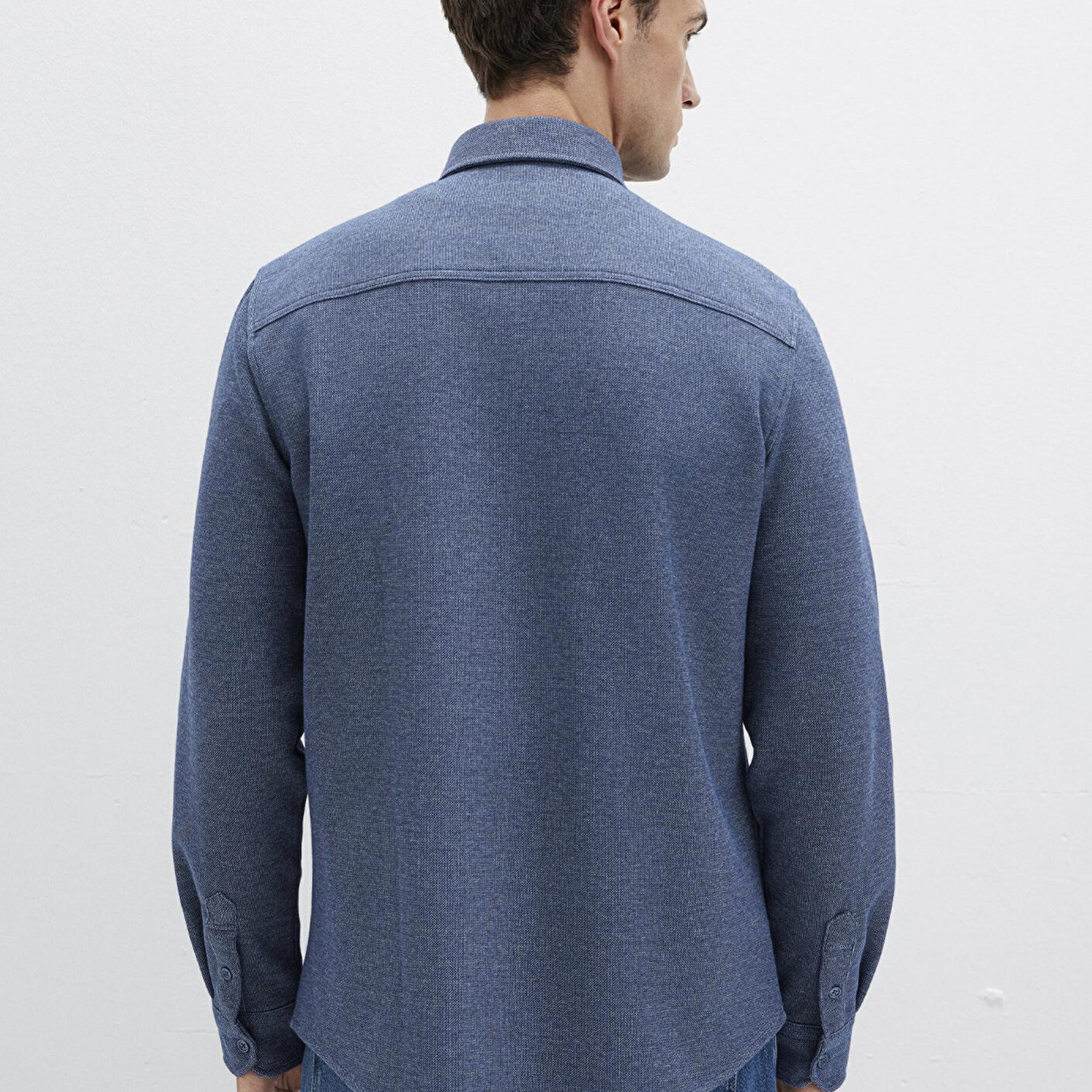 Mavi M Logo Nakışlı Lacivert Örme Gömlek Regular Fit / Normal Kesim 0211763-70718