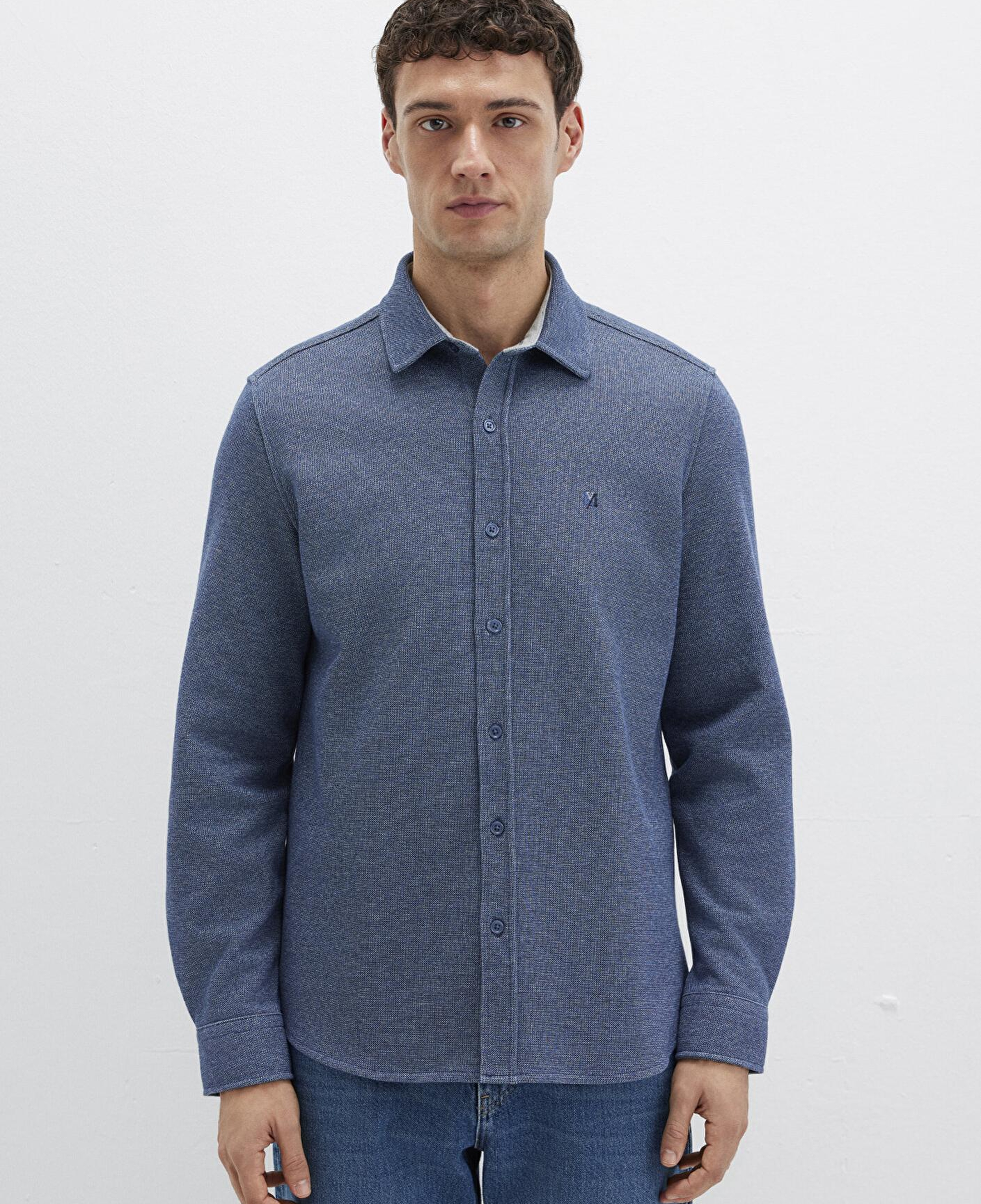 Mavi M Logo Nakışlı Lacivert Örme Gömlek Regular Fit / Normal Kesim 0211763-70718
