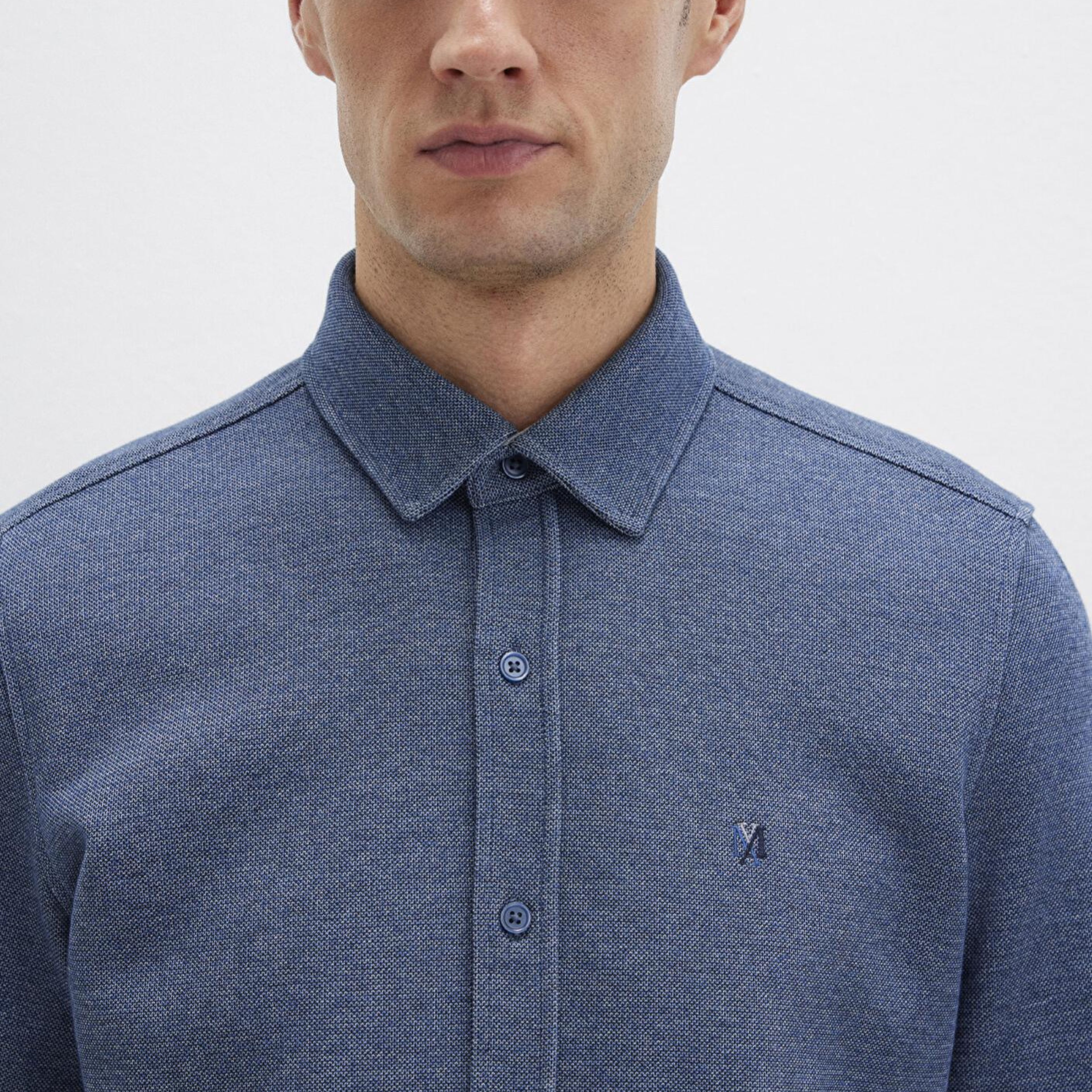 Mavi M Logo Nakışlı Lacivert Örme Gömlek Regular Fit / Normal Kesim 0211763-70718