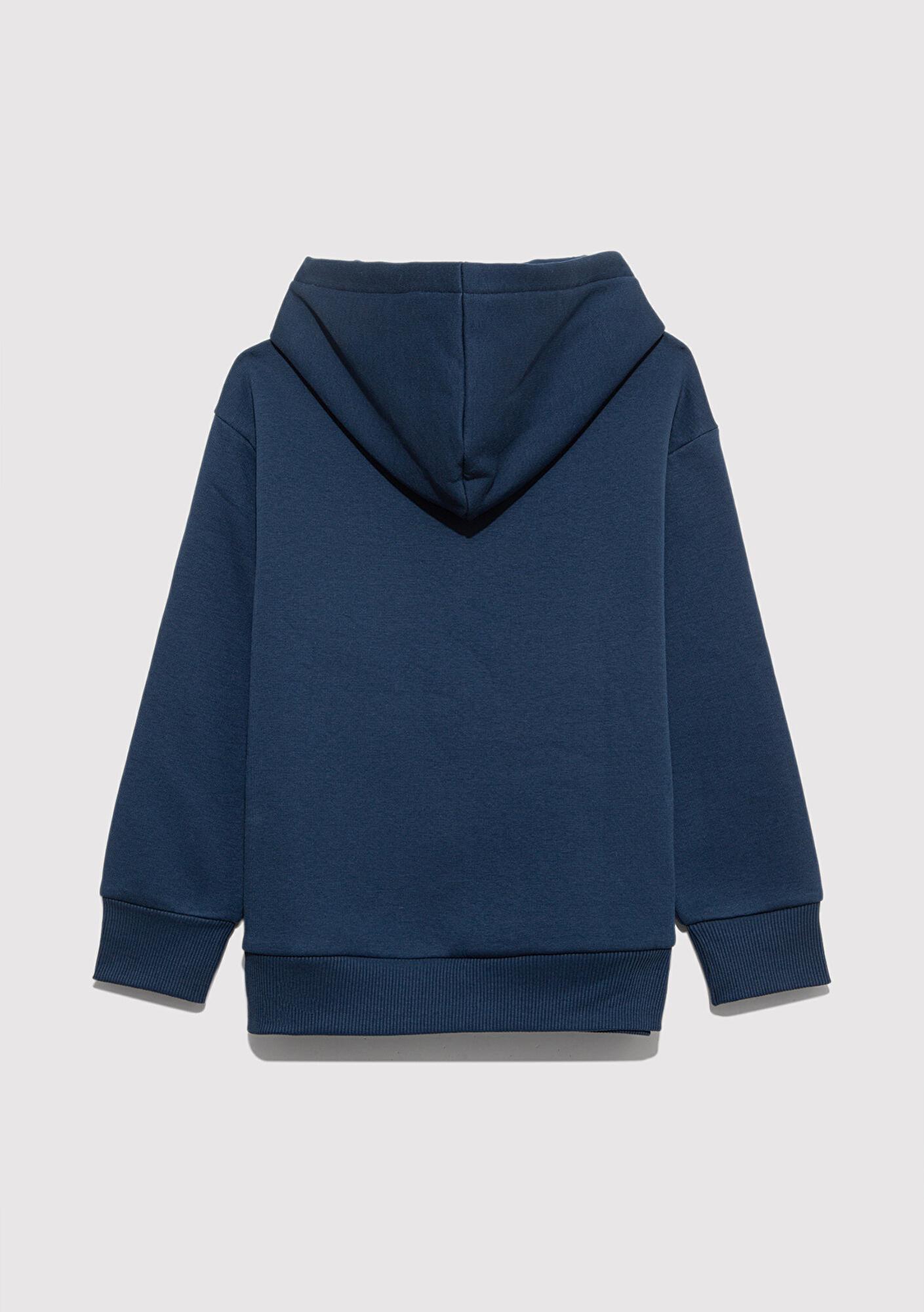 Mavi Mavi Logo Baskılı Lacivert Kapüşonlu Sweatshirt 6610110-70720