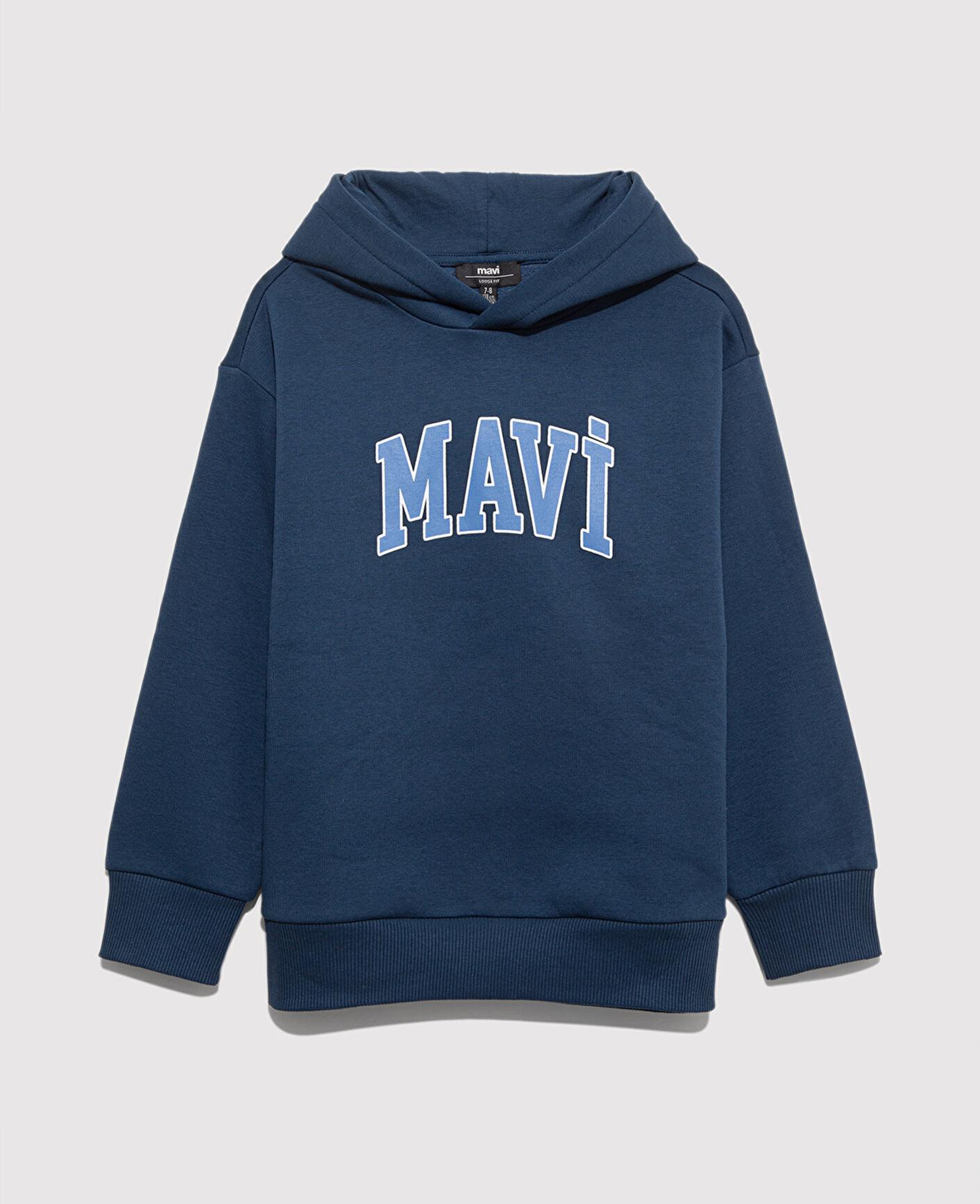 Mavi Mavi Logo Baskılı Lacivert Kapüşonlu Sweatshirt 6610110-70720