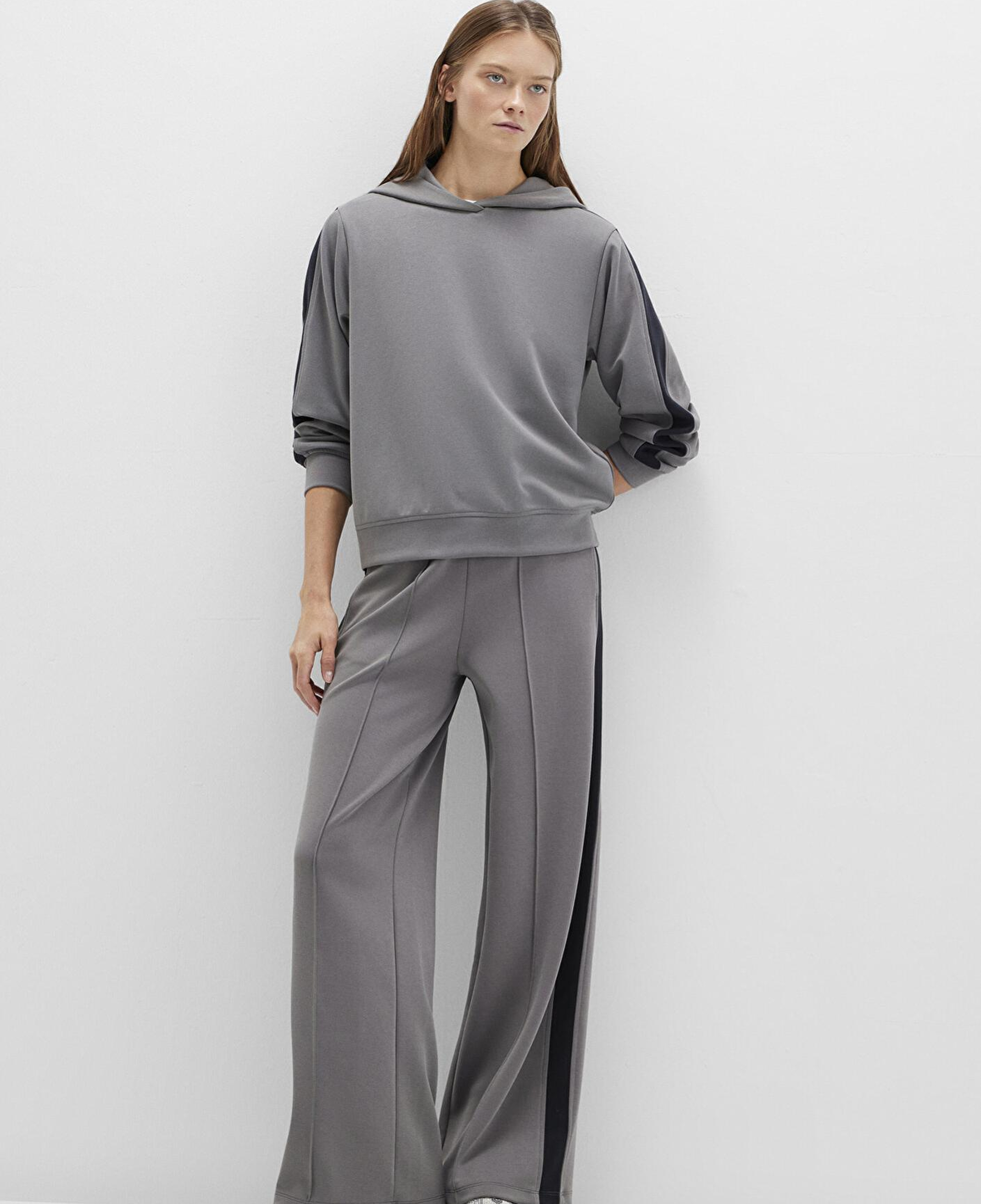 Mavi Şerit Detaylı (TENCEL™) Modal Gri Eşofman Altı 1011104-82577