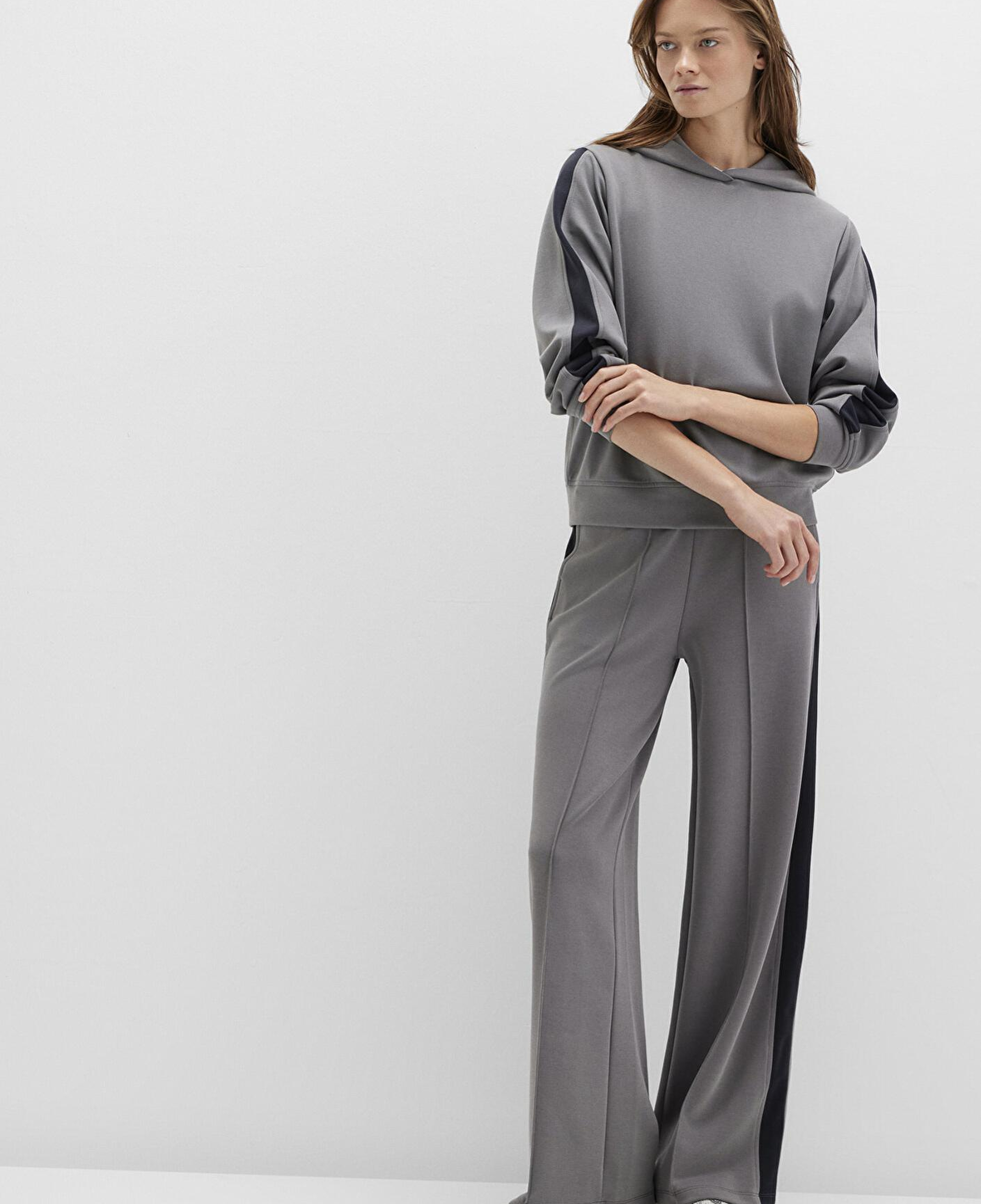 Mavi Şerit Detaylı (TENCEL™) Modal Gri Eşofman Altı 1011104-82577