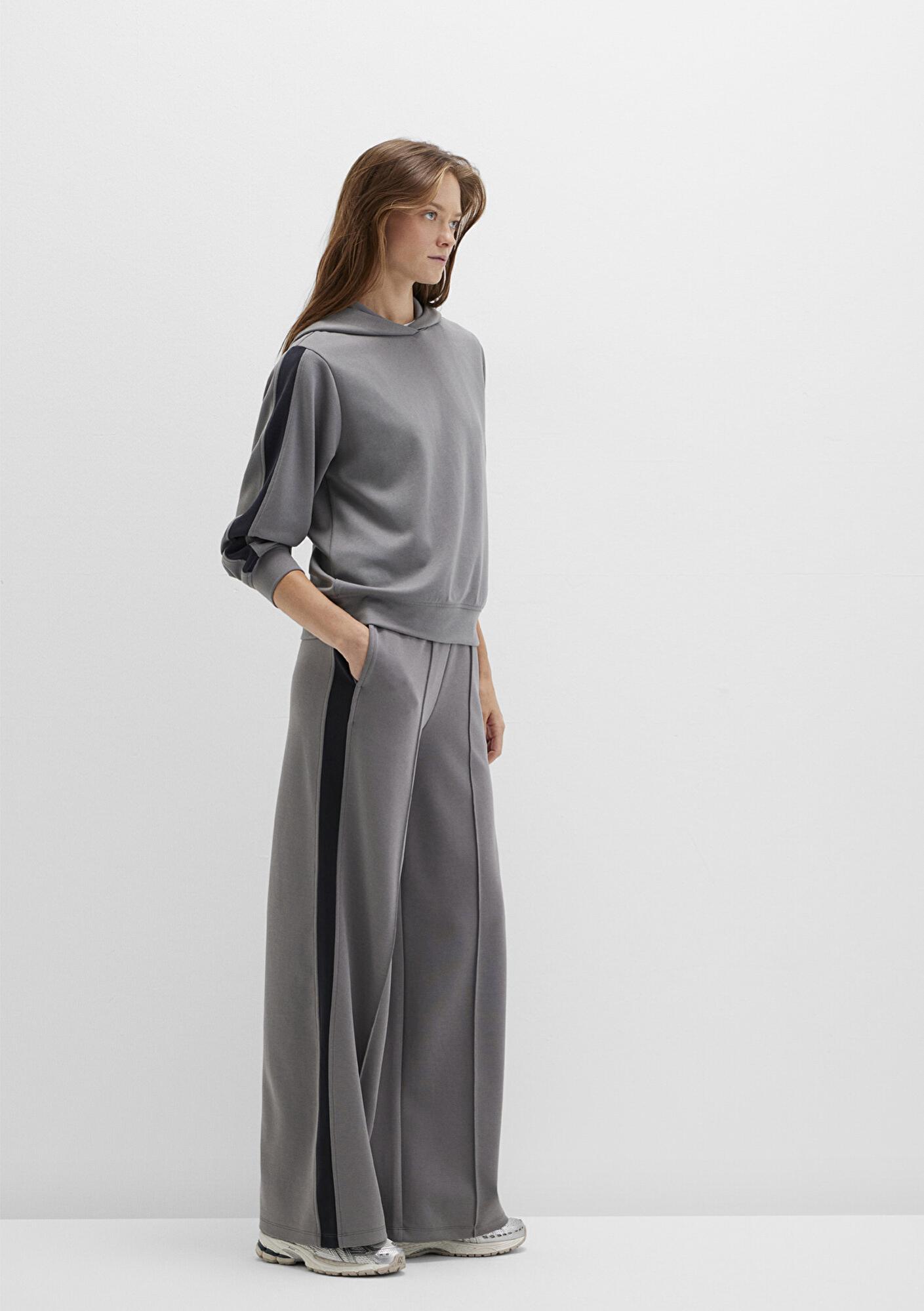 Mavi Şerit Detaylı (TENCEL™) Modal Gri Eşofman Altı 1011104-82577