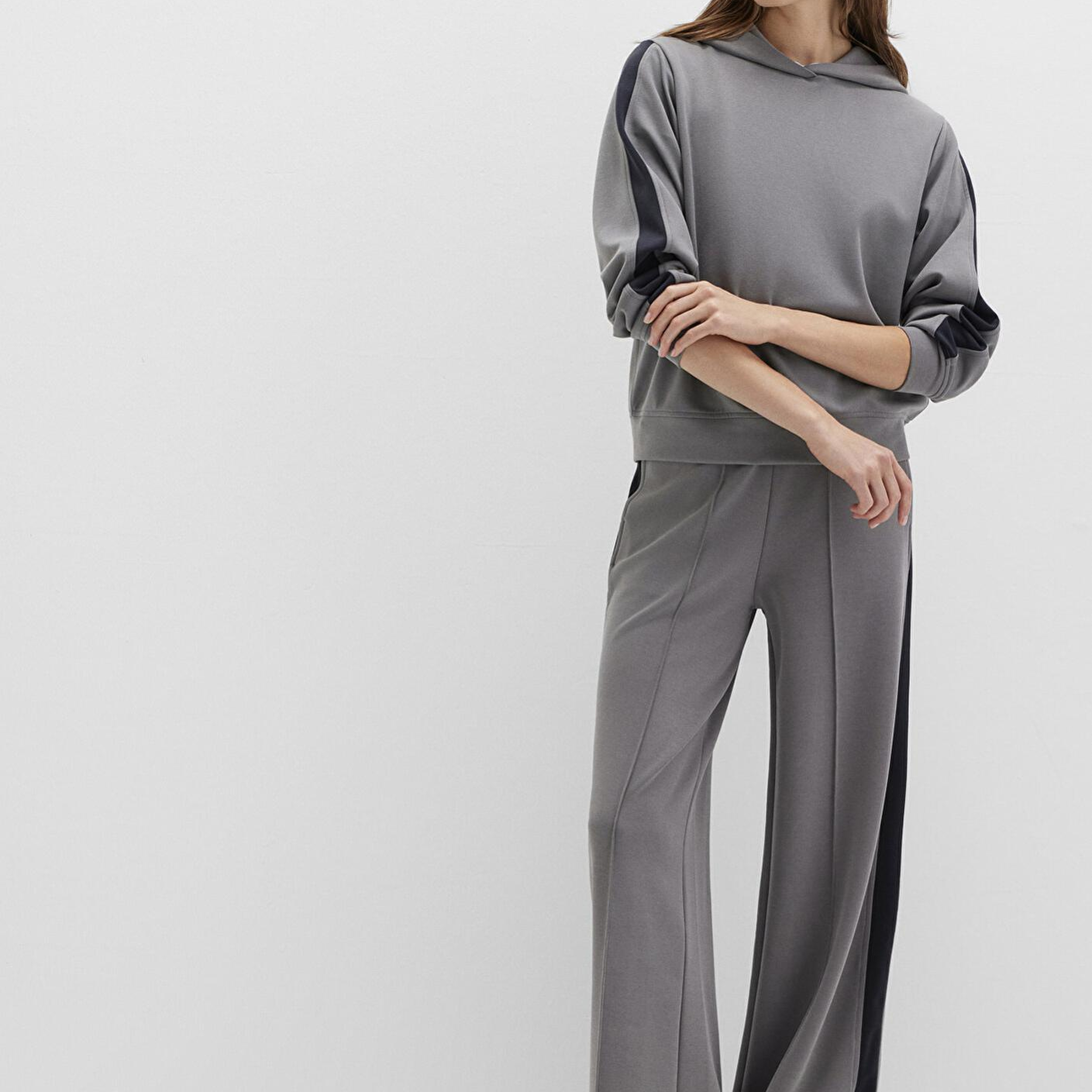 Mavi Şerit Detaylı (TENCEL™) Modal Gri Eşofman Altı 1011104-82577