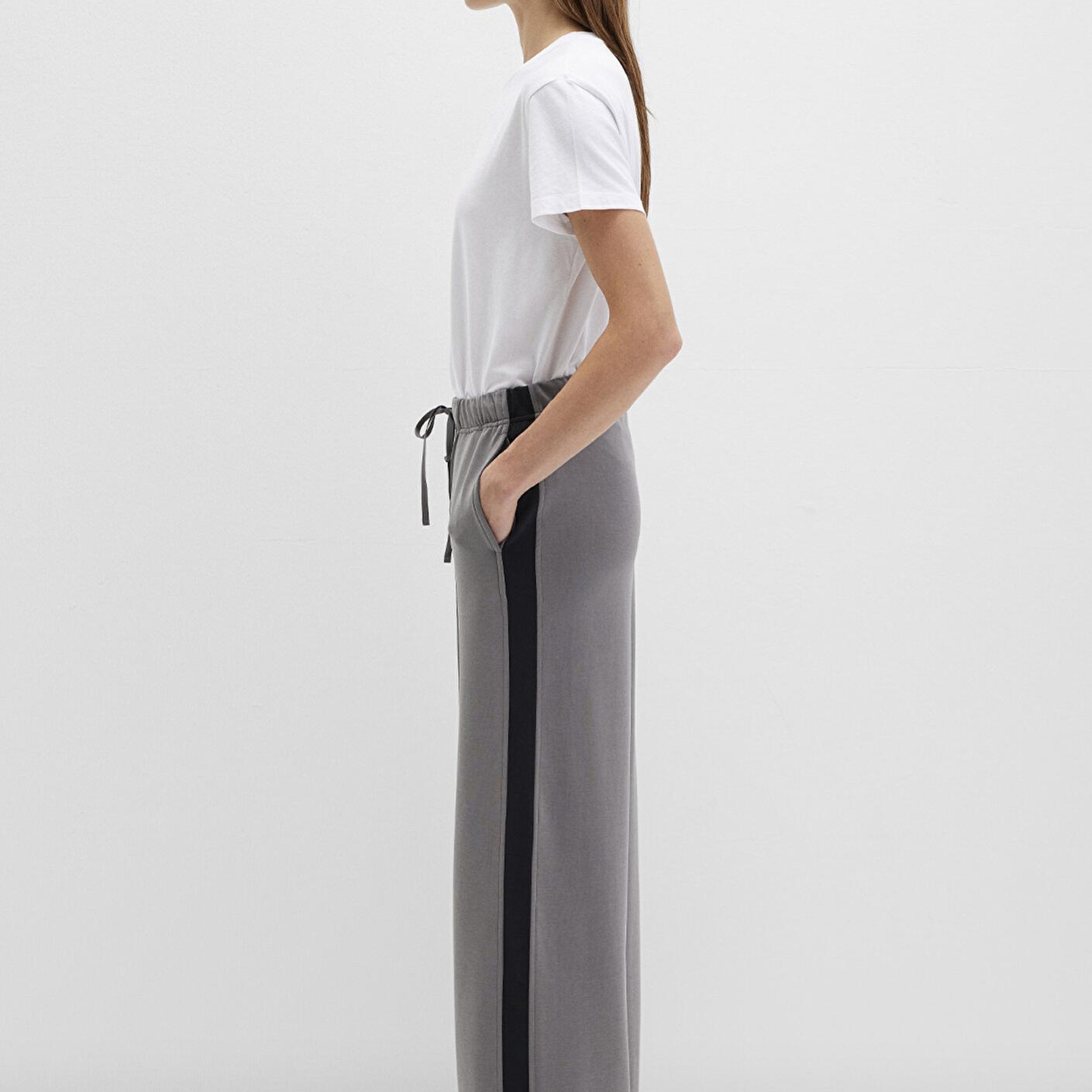 Mavi Şerit Detaylı (TENCEL™) Modal Gri Eşofman Altı 1011104-82577