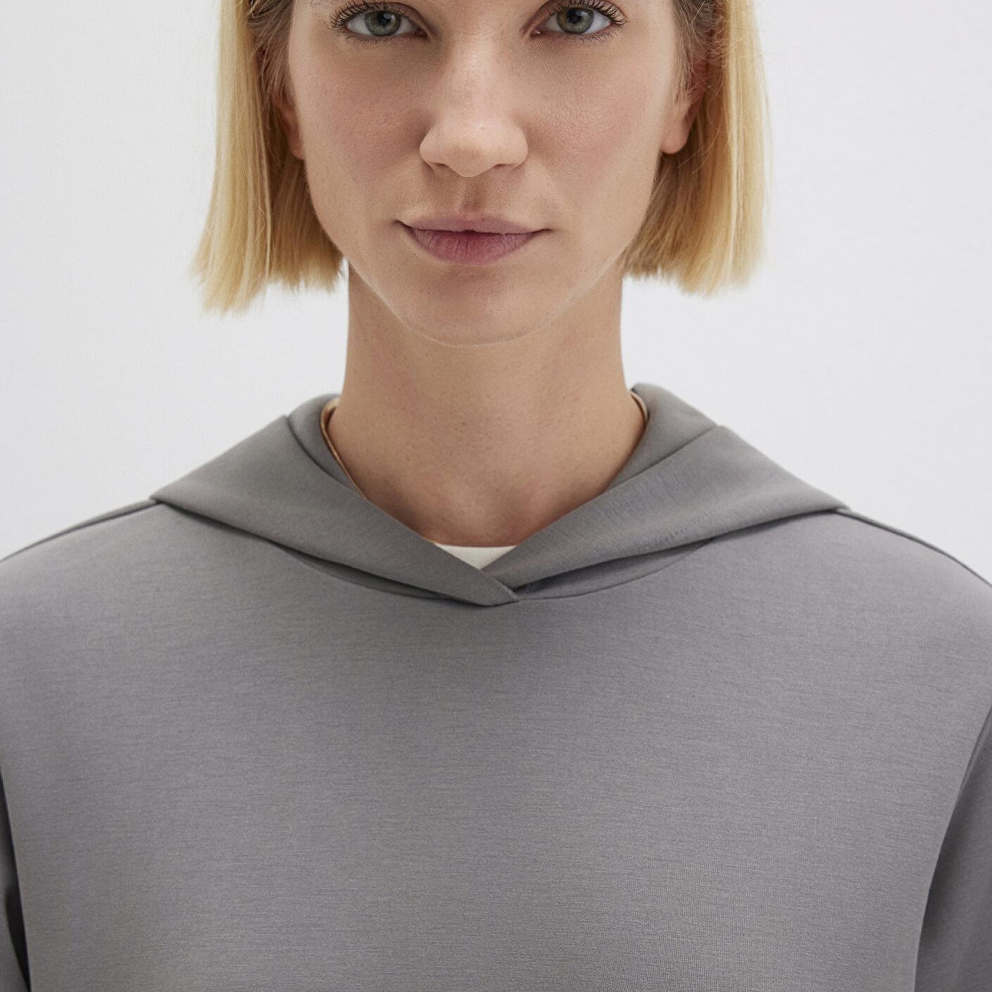 Mavi Şerit Detaylı Kapüşonlu (TENCEL™) Modal Gri Sweatshirt 1S10443-82577