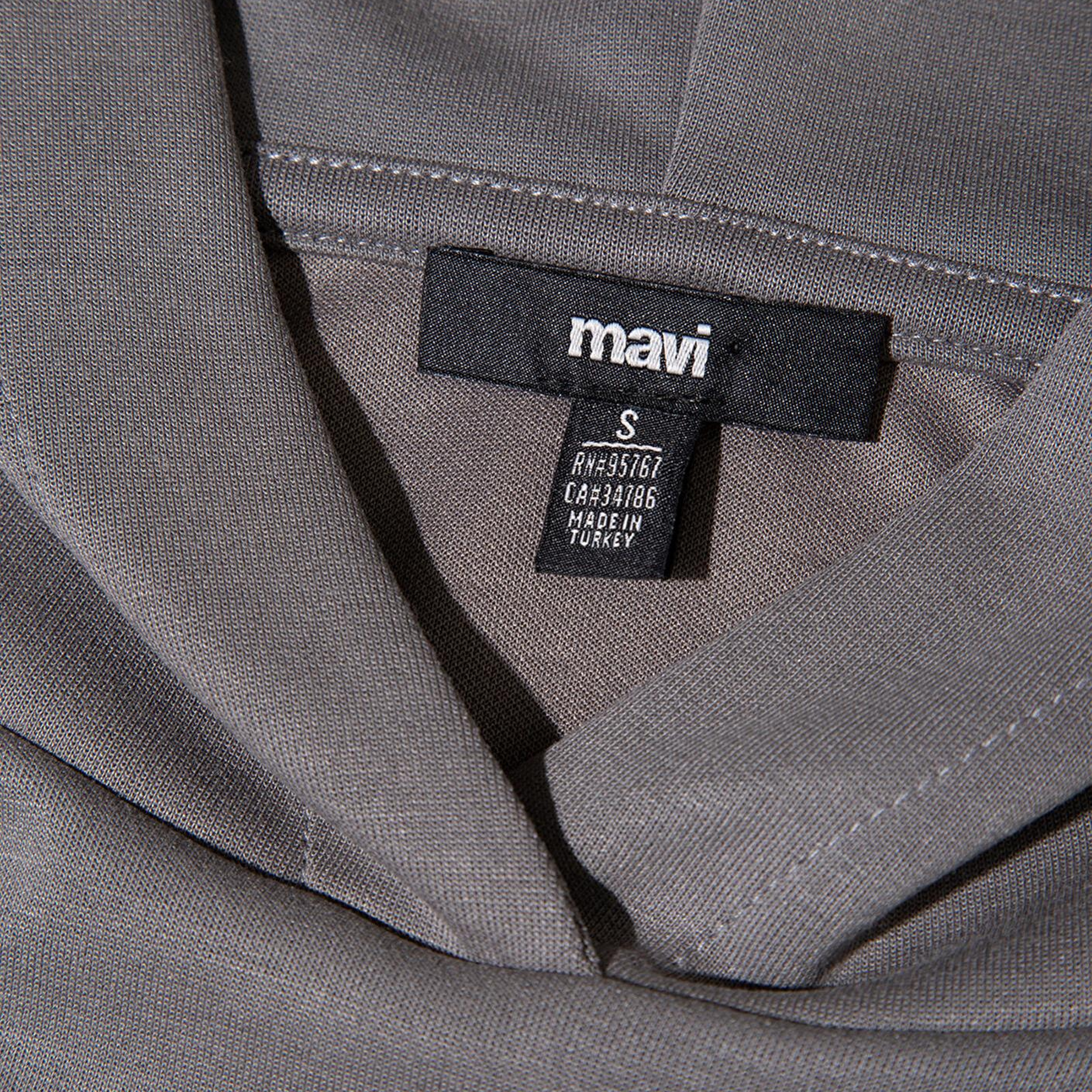 Mavi Şerit Detaylı Kapüşonlu (TENCEL™) Modal Gri Sweatshirt 1S10443-82577