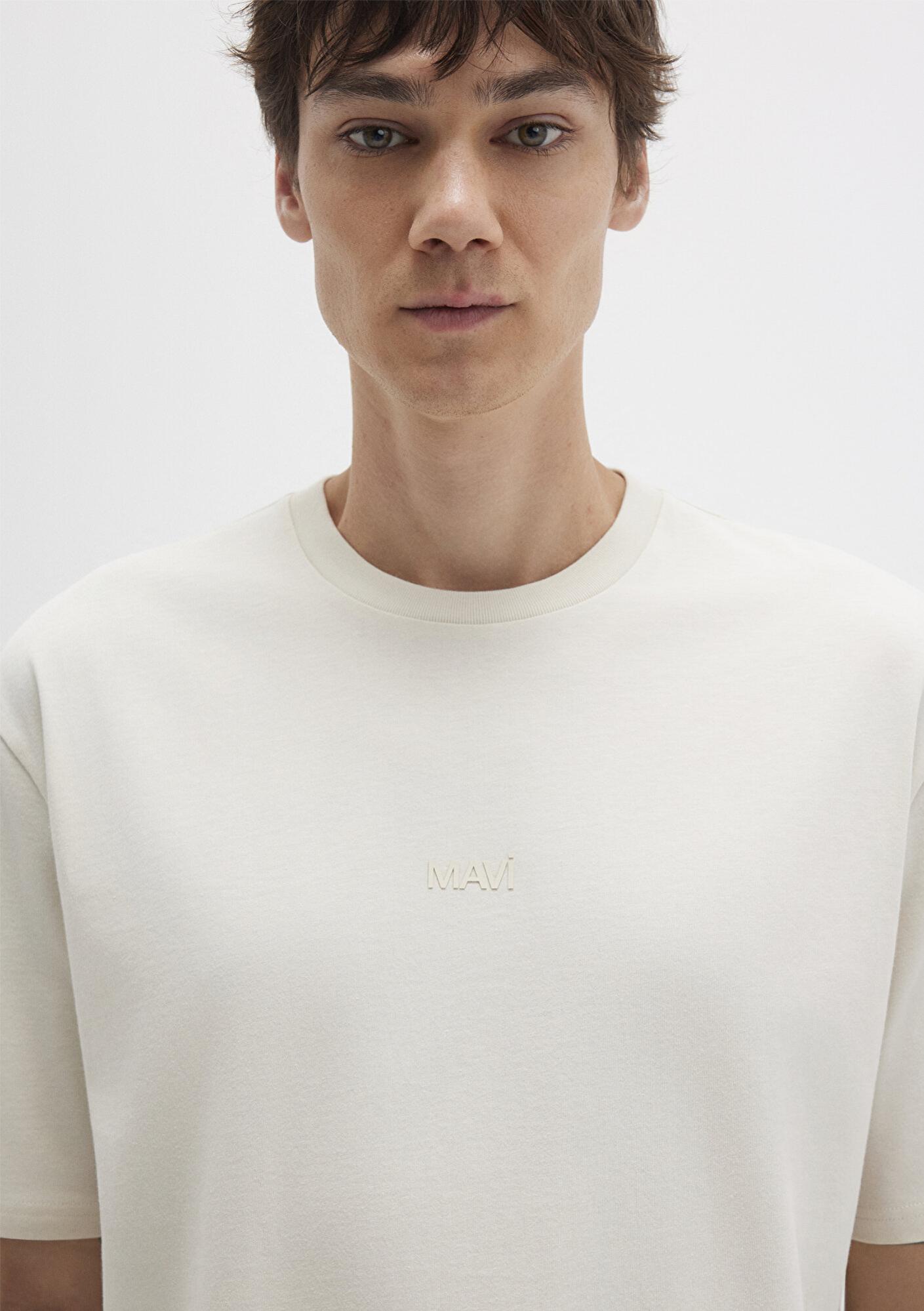 Mavi Mavi Logo Ekru Basic Tişört Relaxed Fit / Rahat Kesim 0613093-70134