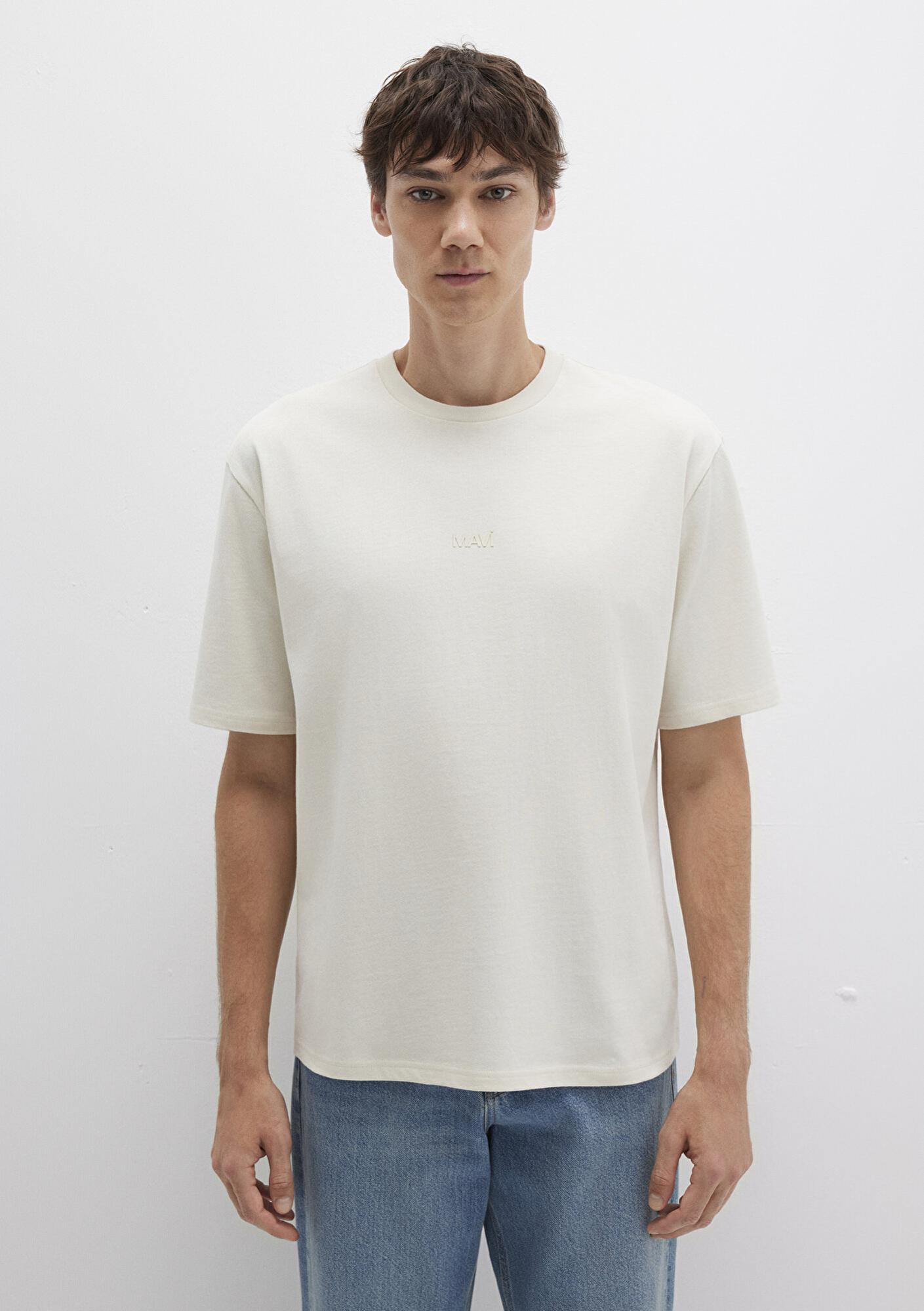 Mavi Mavi Logo Ekru Basic Tişört Relaxed Fit / Rahat Kesim 0613093-70134