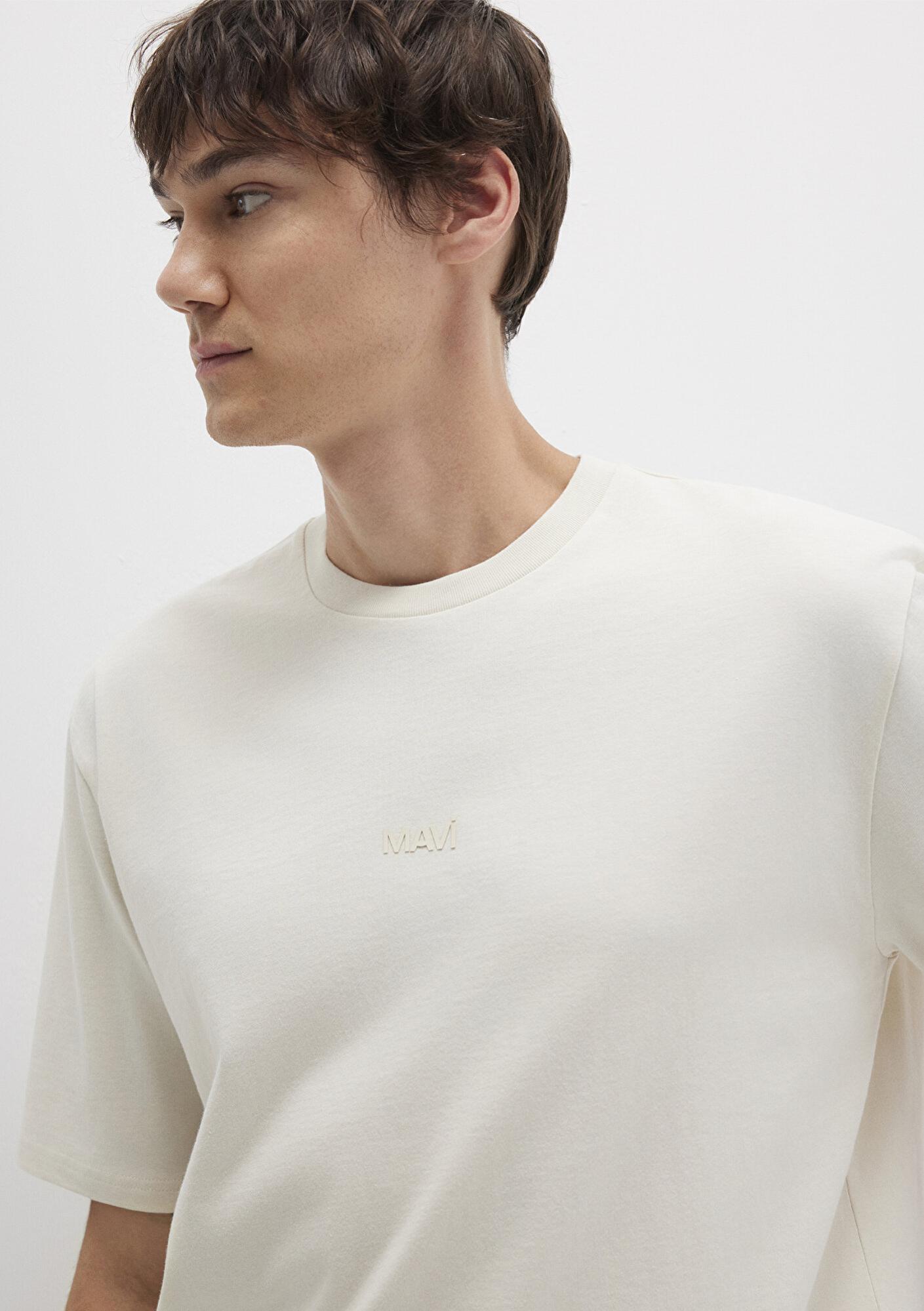 Mavi Mavi Logo Ekru Basic Tişört Relaxed Fit / Rahat Kesim 0613093-70134