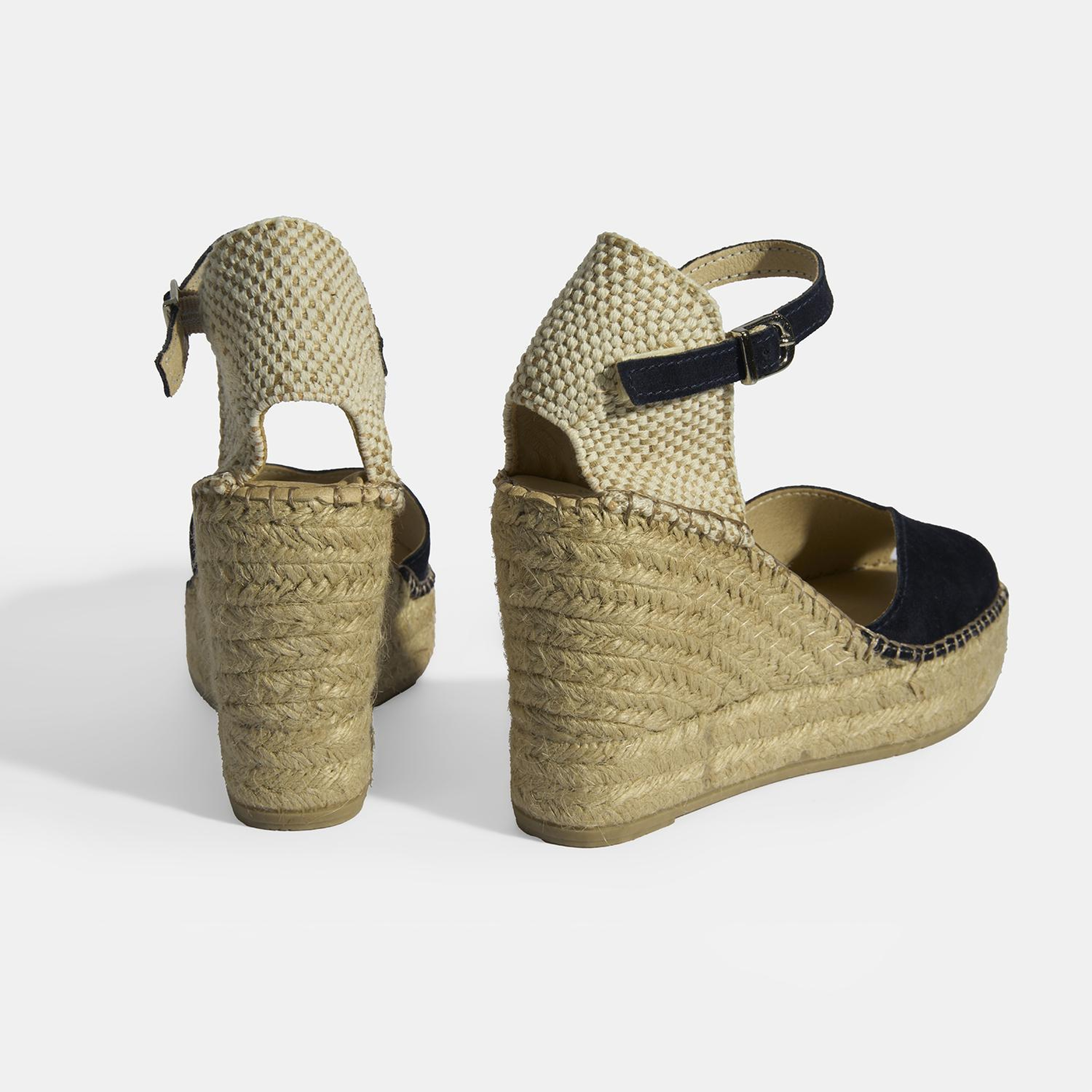 Lacivert Kadın Toka Detaylı Dolgu Topuklu Süet Espadril