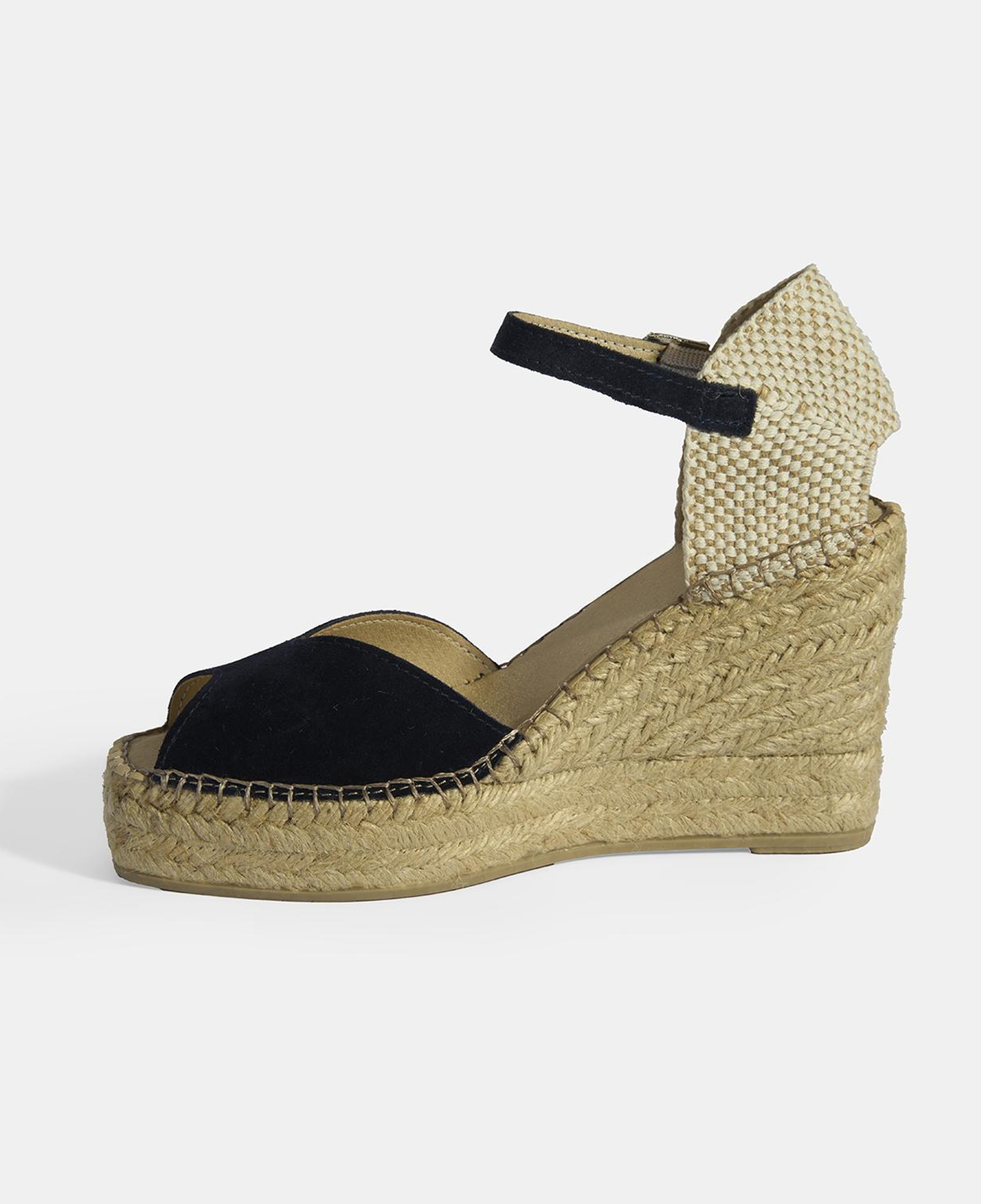 Lacivert Kadın Toka Detaylı Dolgu Topuklu Süet Espadril