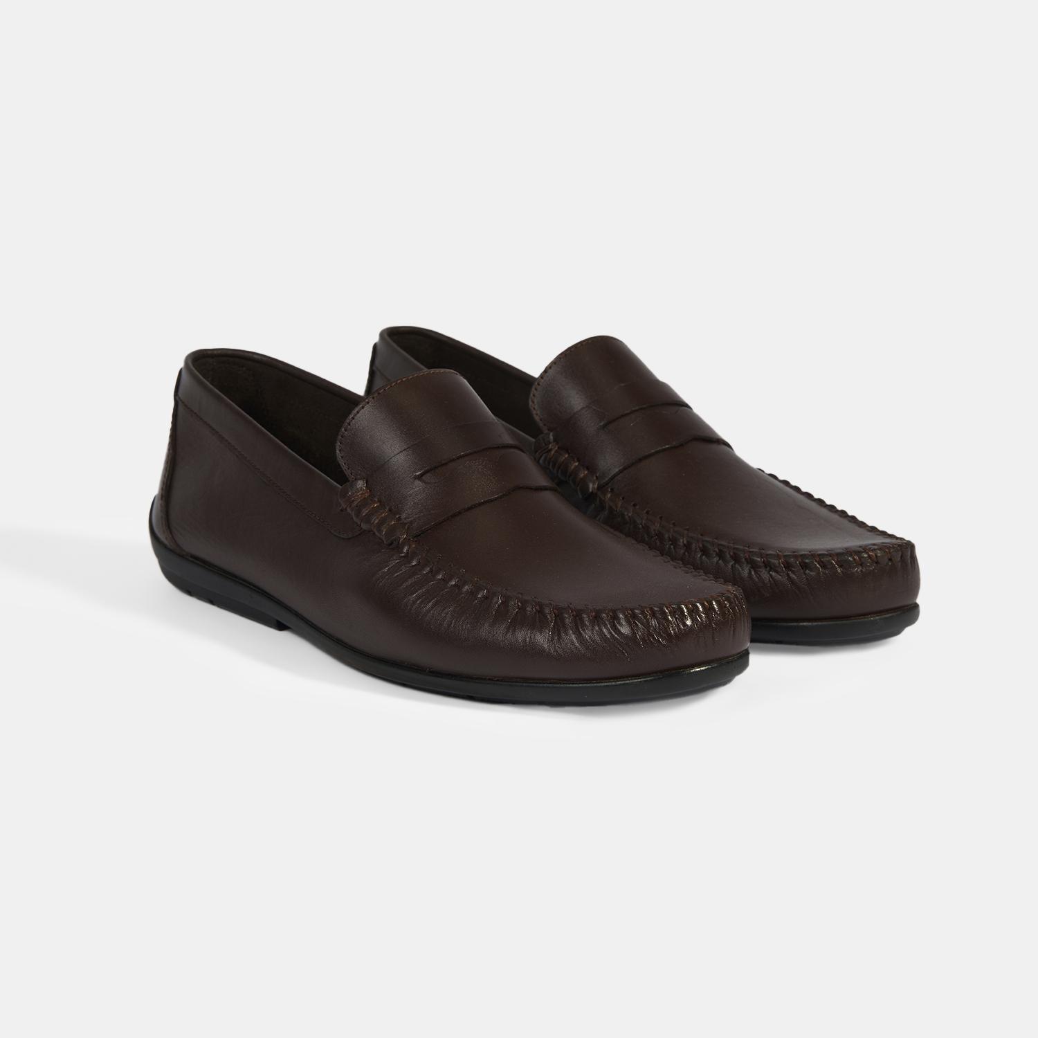 Jovian Kahve Erkek Deri Slip-On Loafer