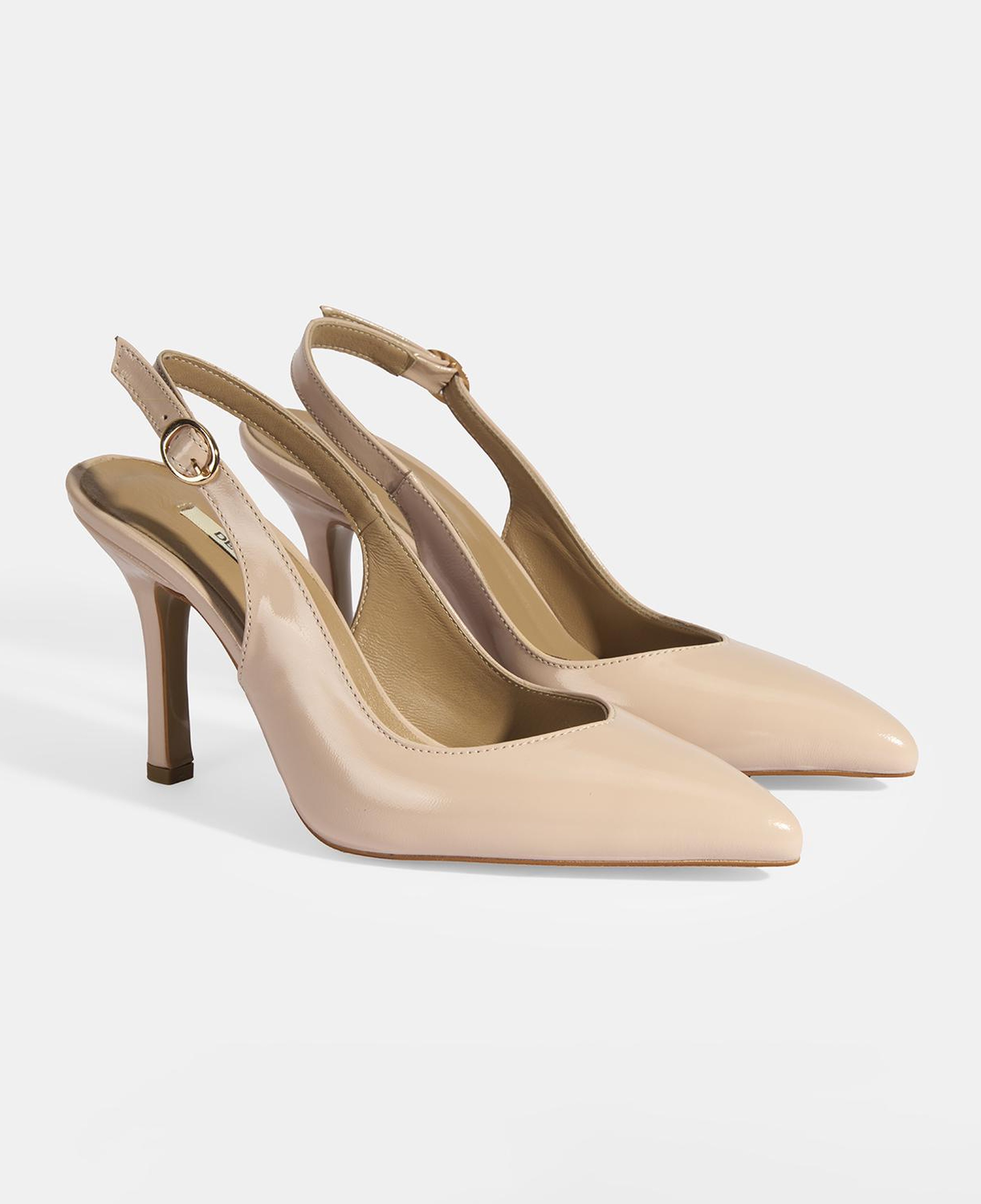 Kadın Pudra Rugan Topuklu Ayakkabı