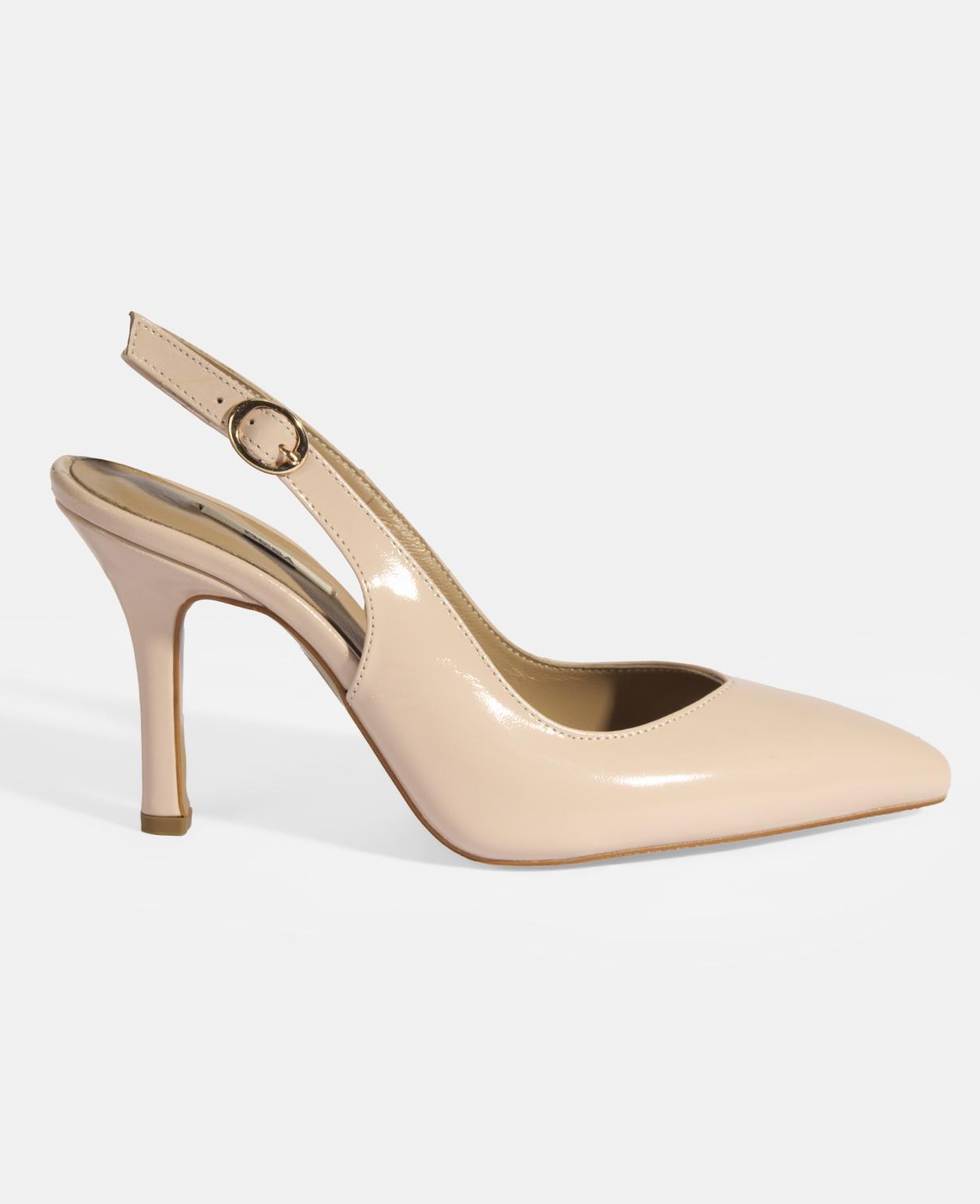 Kadın Pudra Rugan Topuklu Ayakkabı