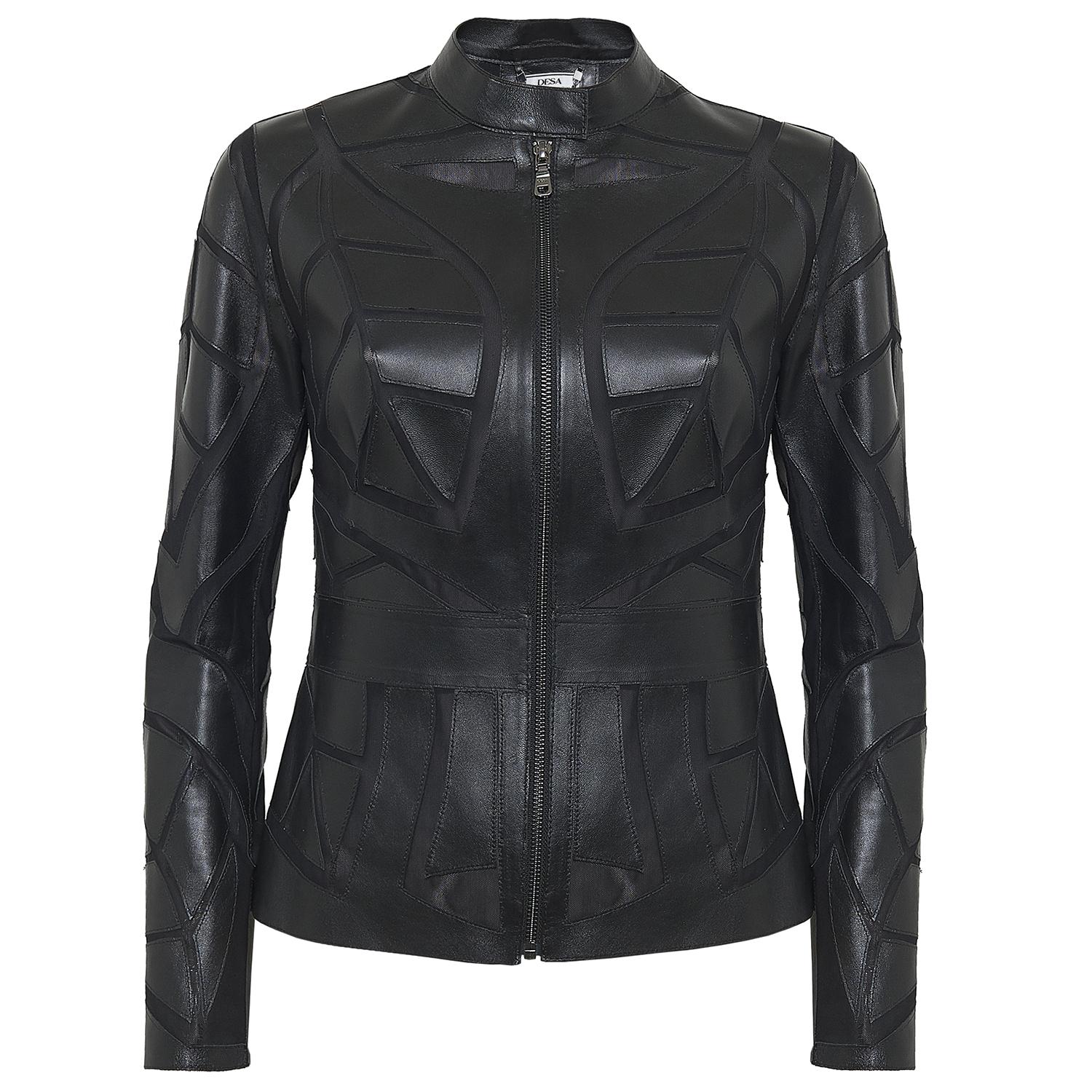 Origa Kadın Yaprak Panelli Deri Ceket