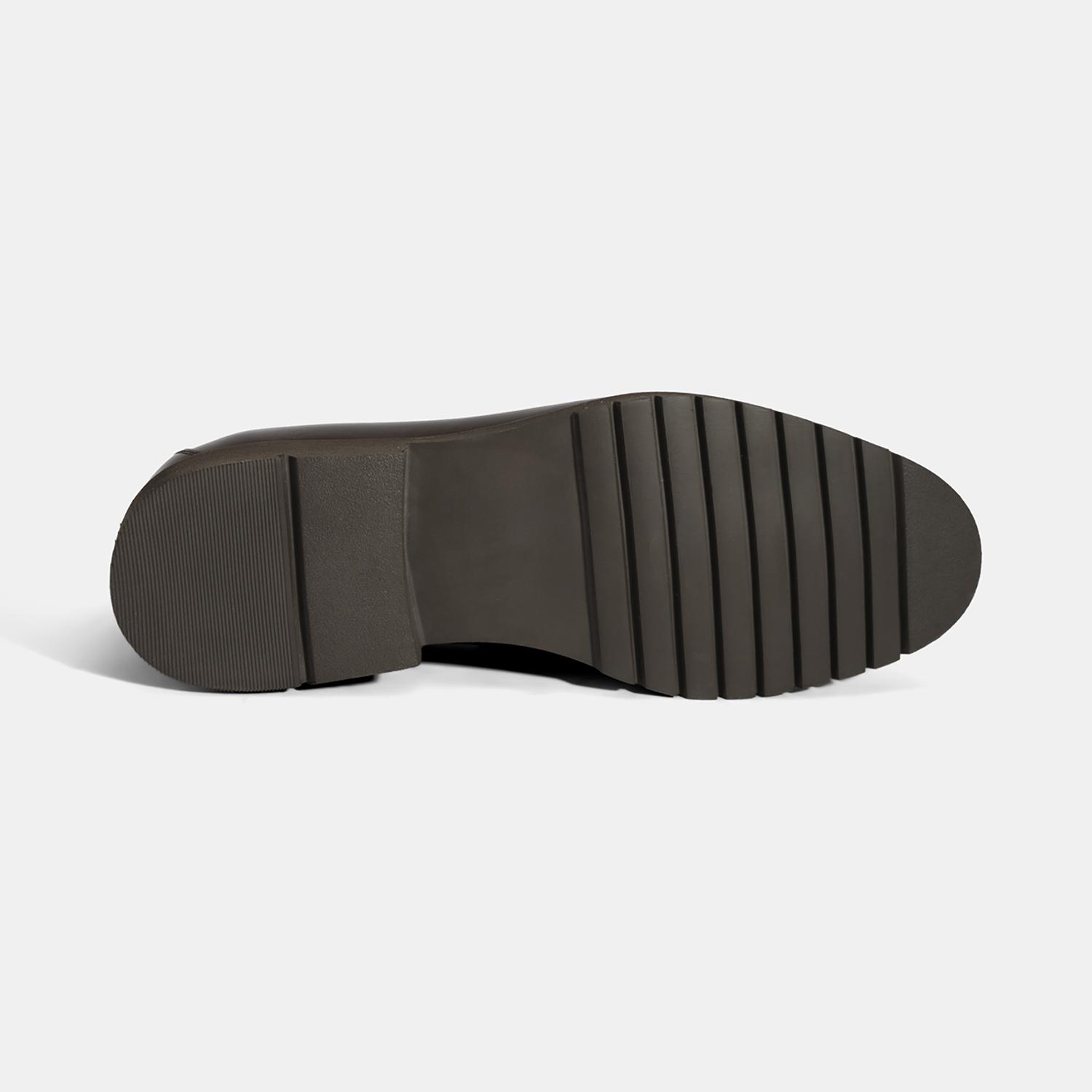 Erkek Kahve Metal Aksesuarlı Deri Loafer