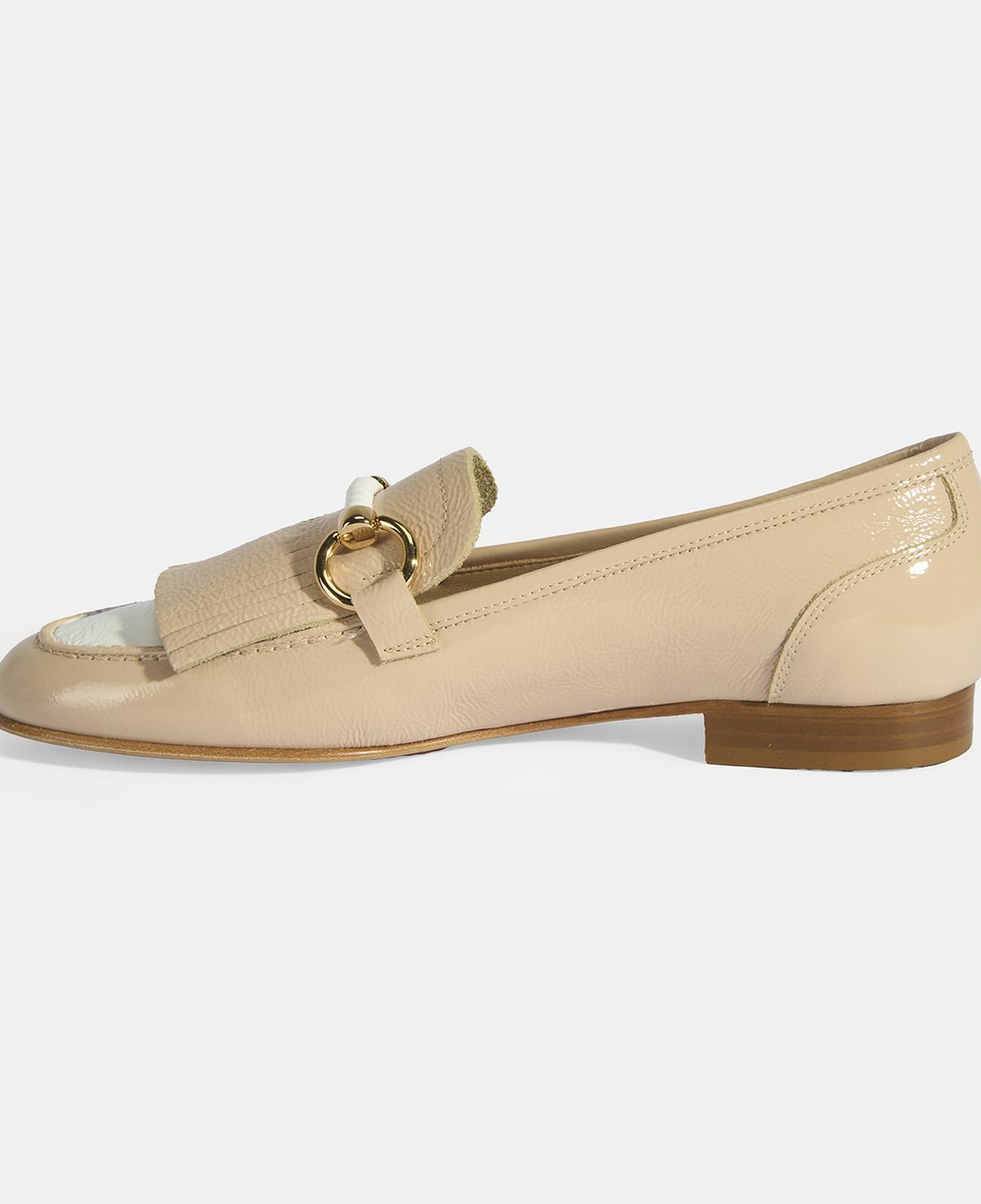 Luca Grossi Kadın Ten Toka Aksesuarlı Püsküllü Rugan Loafer