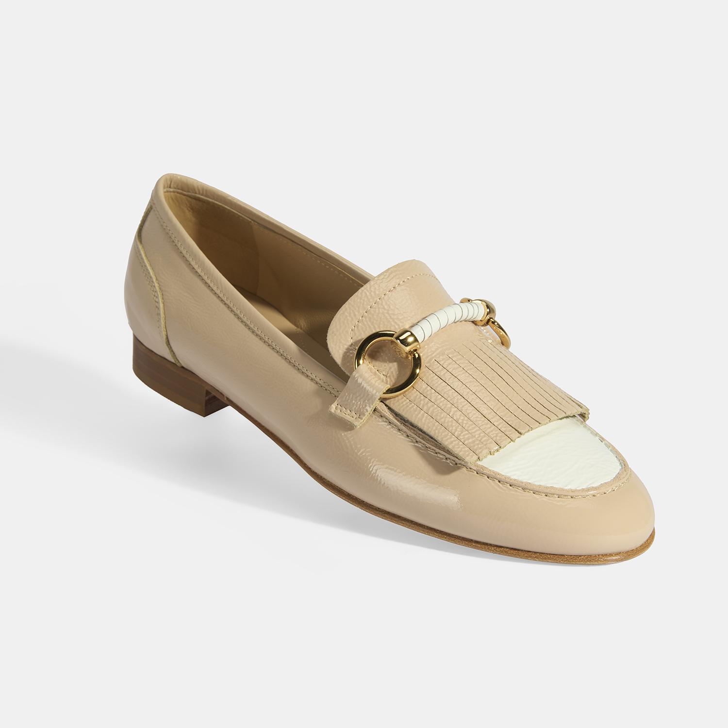 Luca Grossi Kadın Ten Toka Aksesuarlı Püsküllü Rugan Loafer