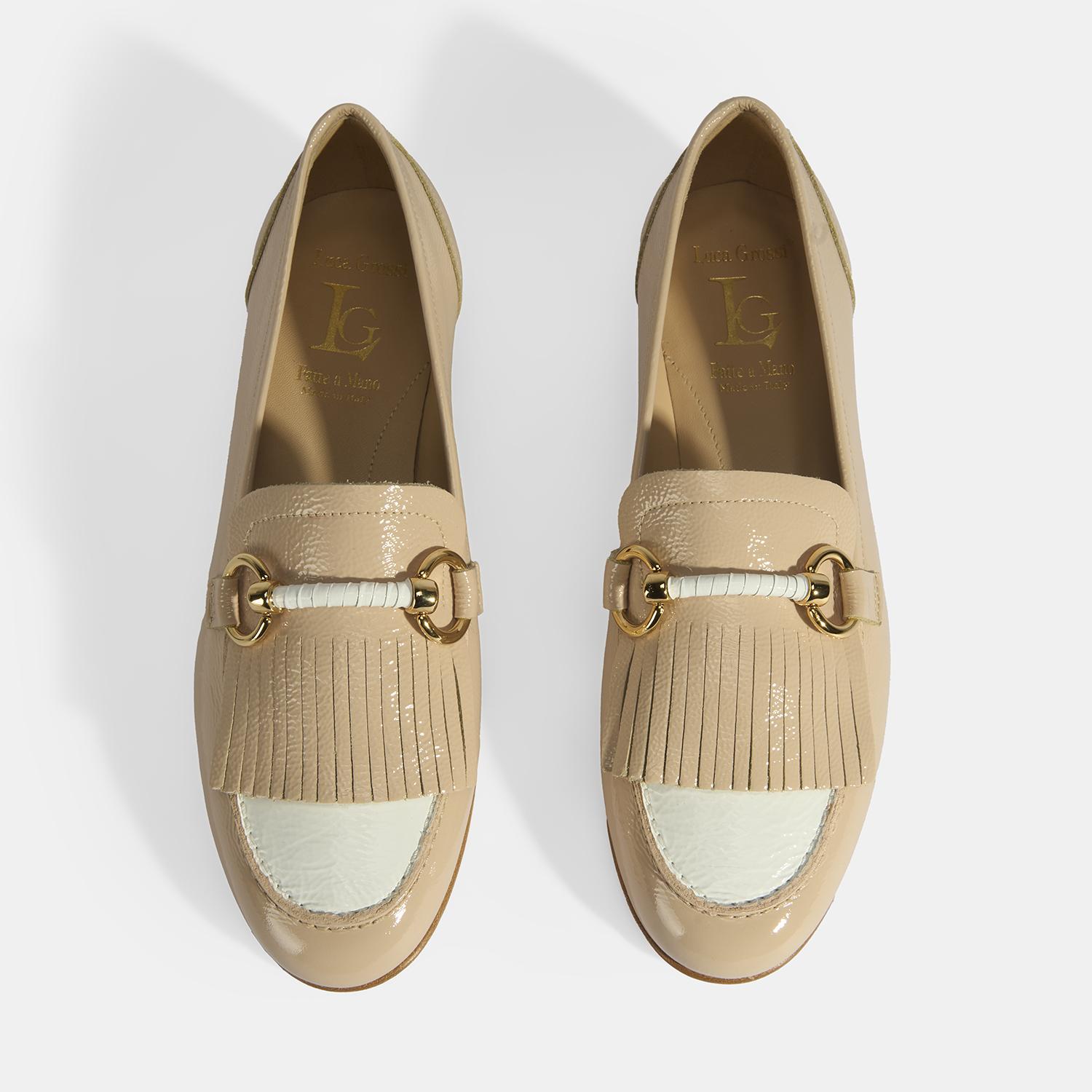 Luca Grossi Kadın Ten Toka Aksesuarlı Püsküllü Rugan Loafer