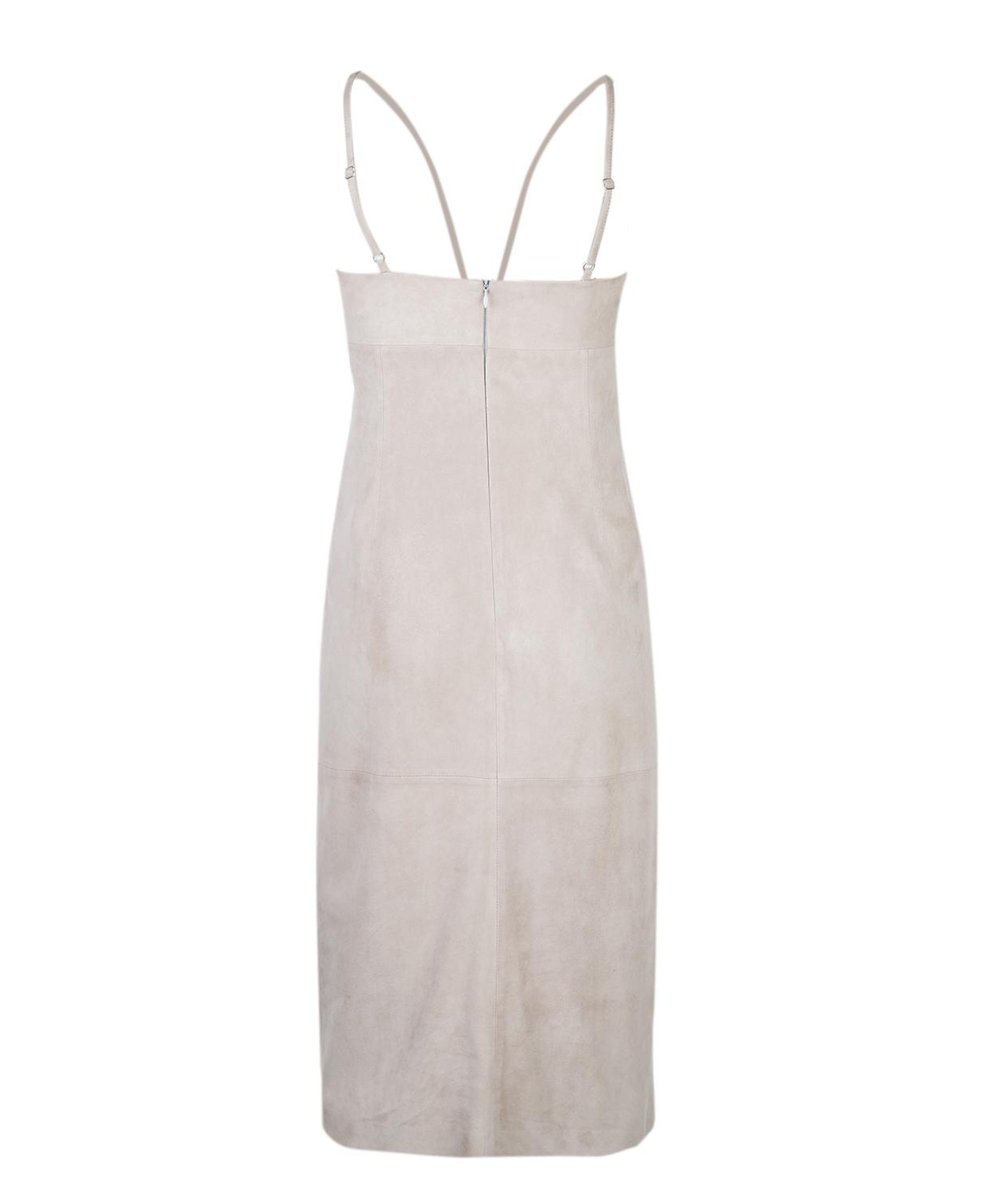 Verona Bej Kadın Nakışlı Süet Deri Elbise