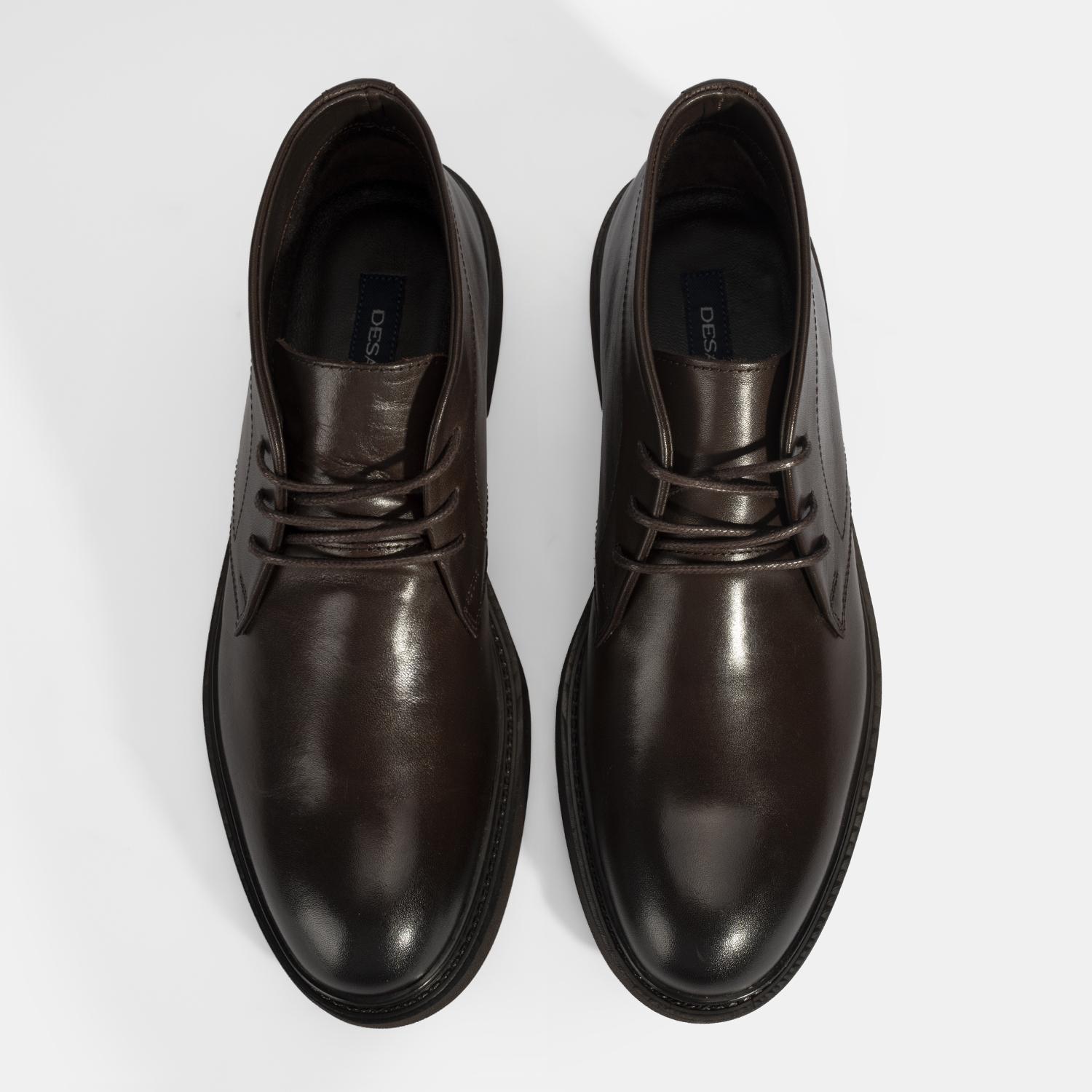 Erkek Kahve Bağcıklı Deri Bot