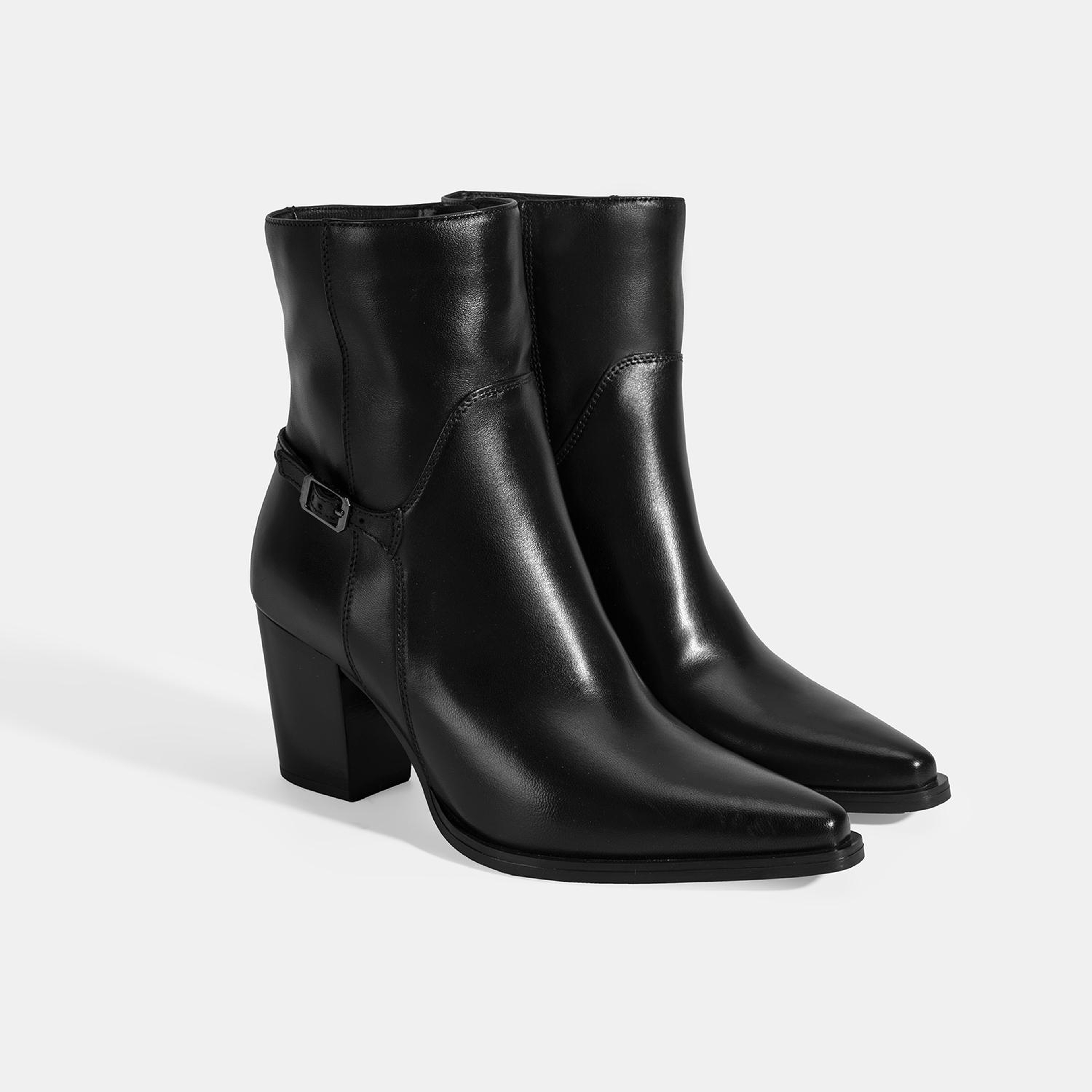 Kadın Kalın Topuklu Deri Bot