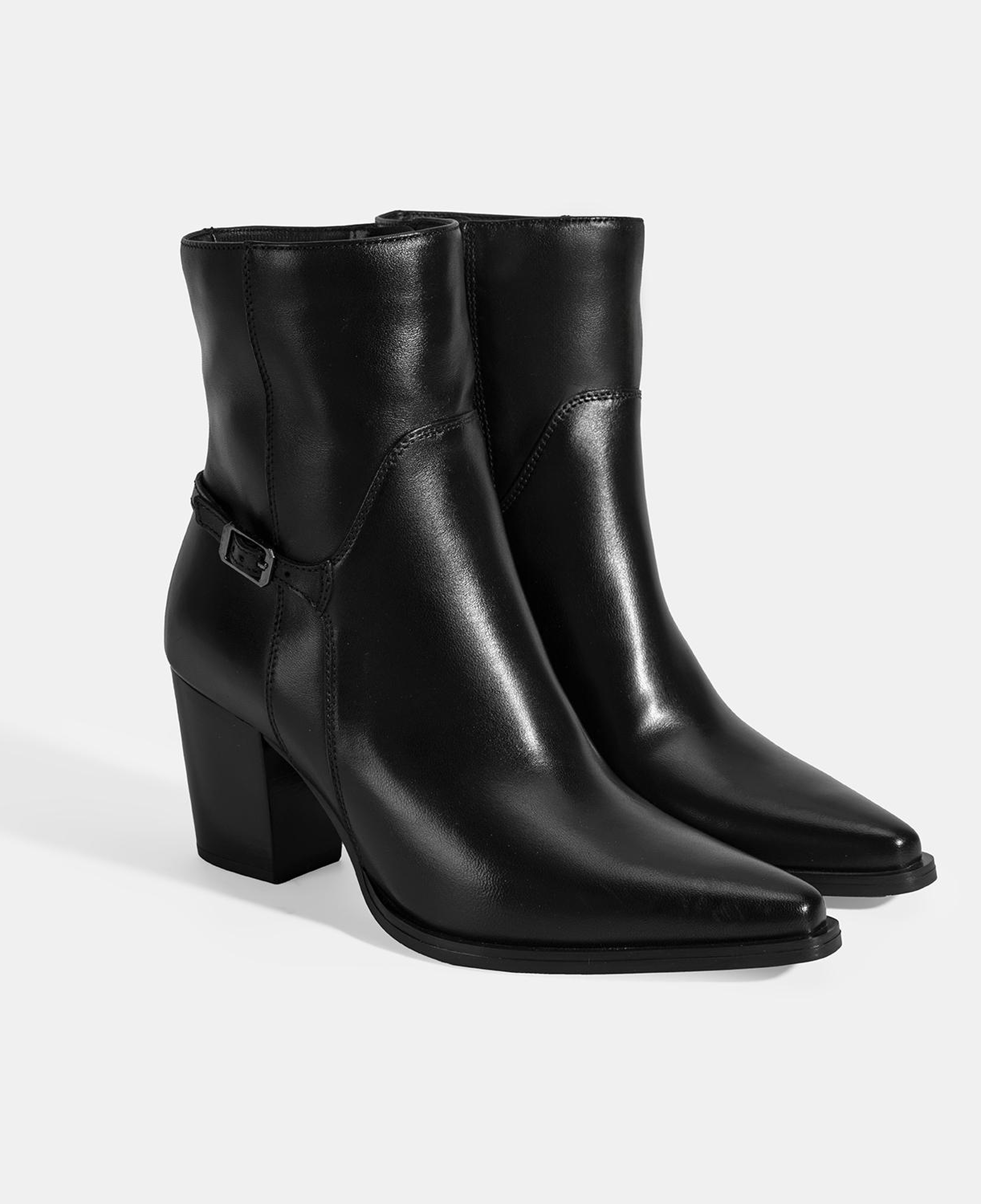 Kadın Kalın Topuklu Deri Bot