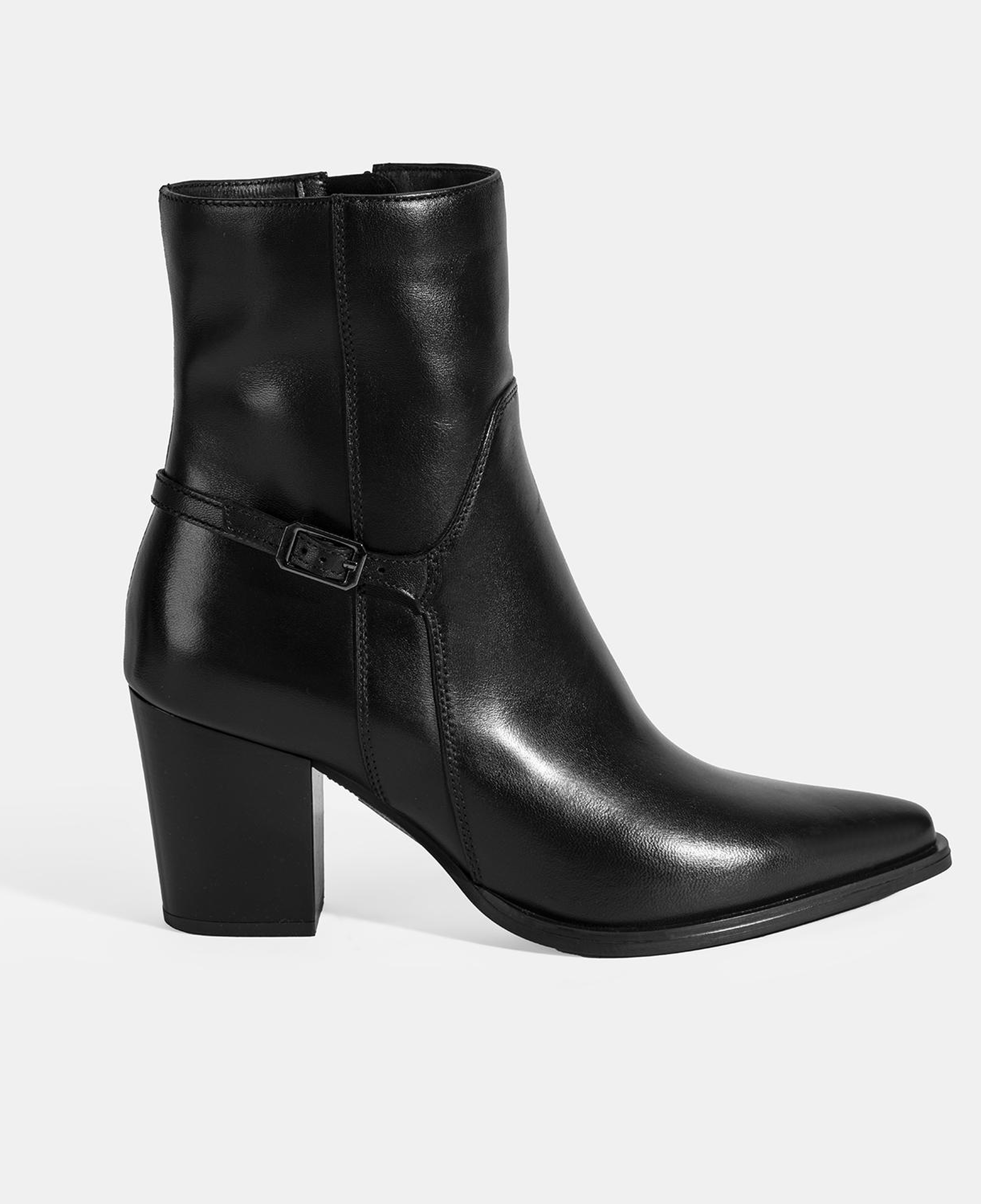 Kadın Kalın Topuklu Deri Bot