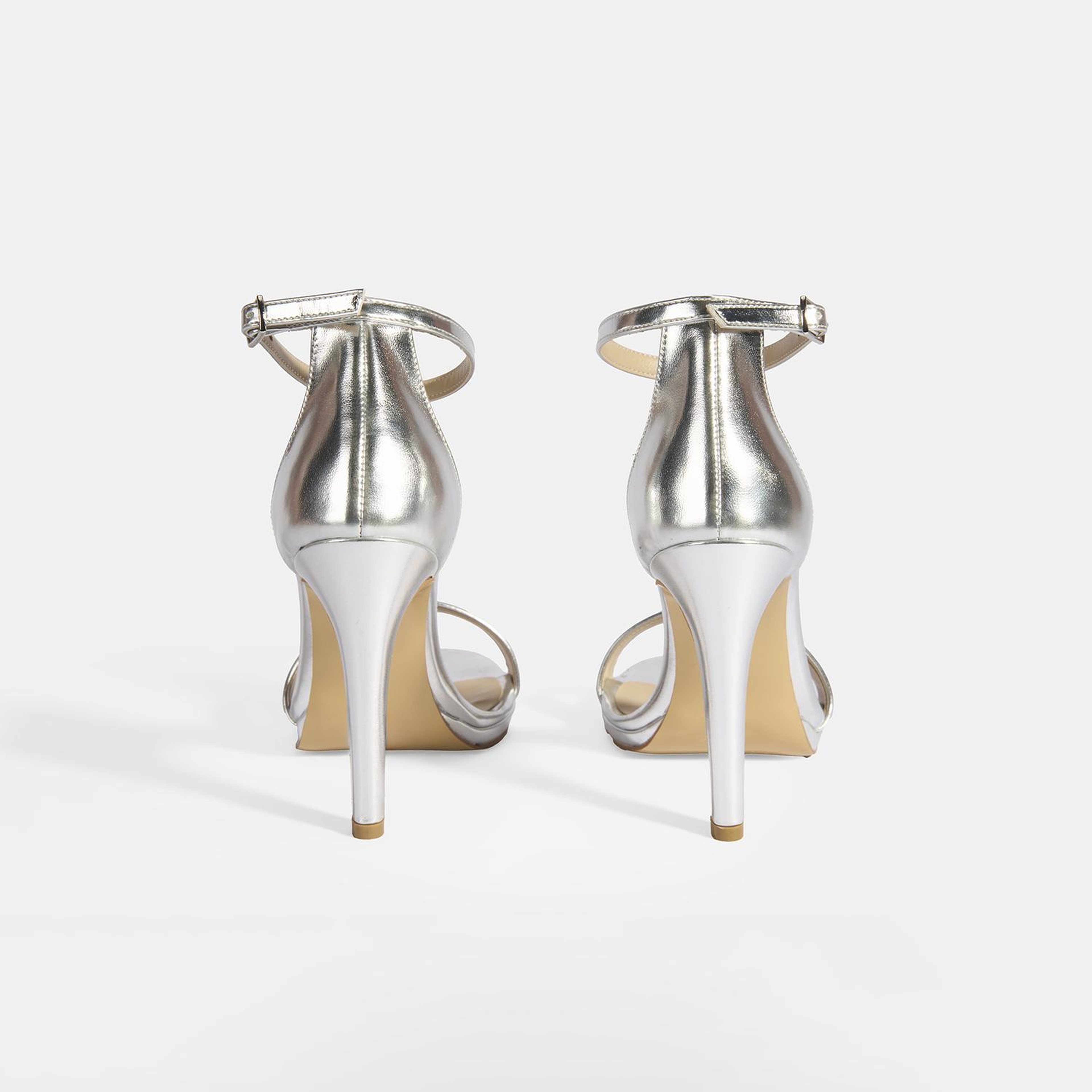 Kadın Gümüş Topuklu Abiye Sandalet