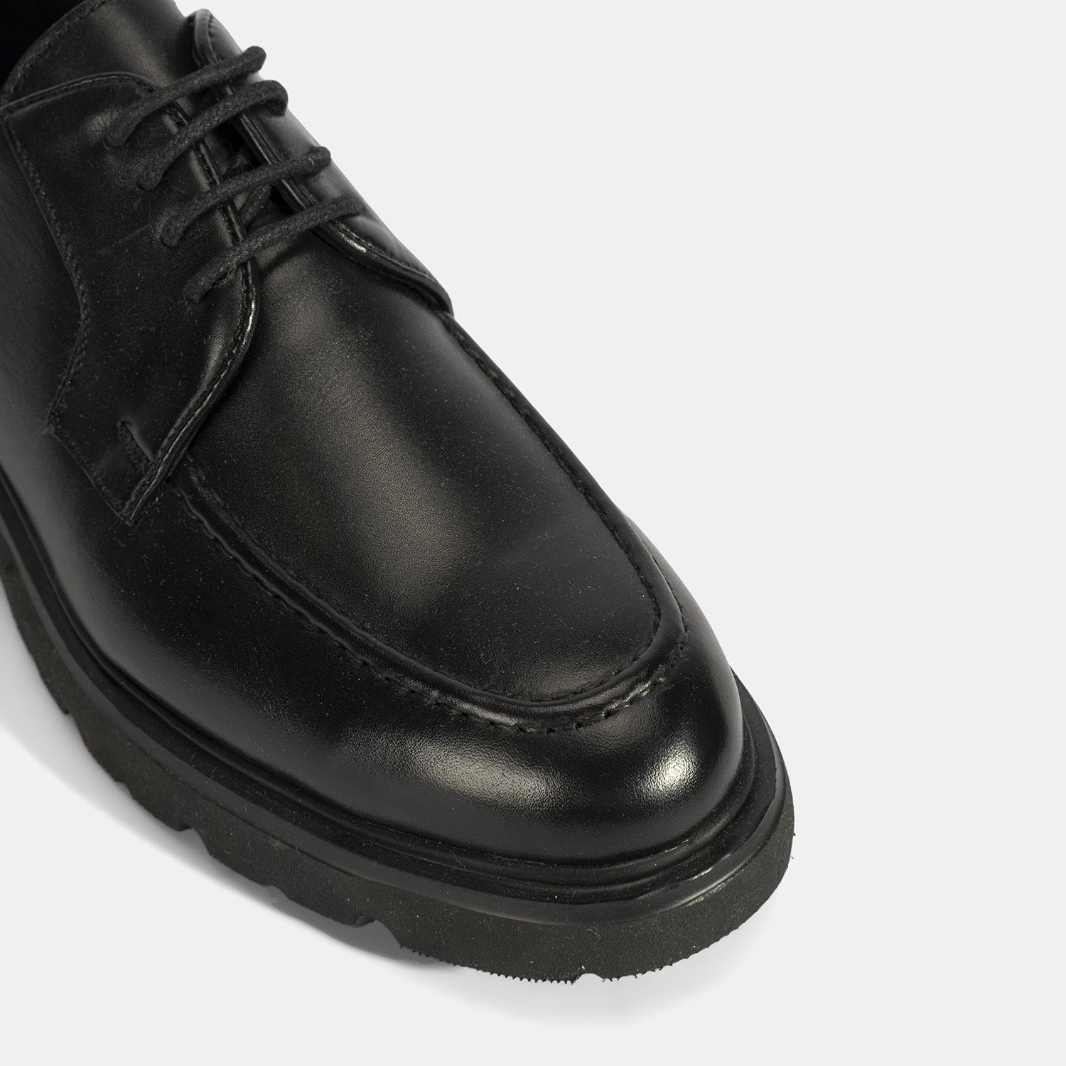 Erkek Siyah Deri Günlük Ayakkabı