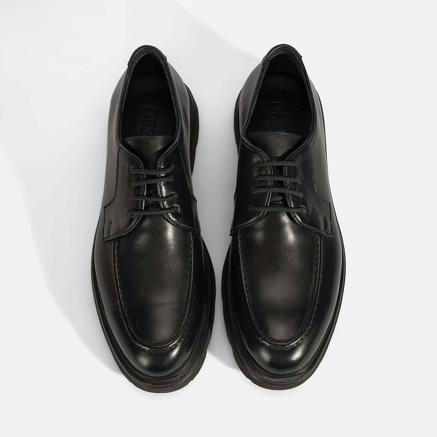 Erkek Siyah Deri Günlük Ayakkabı