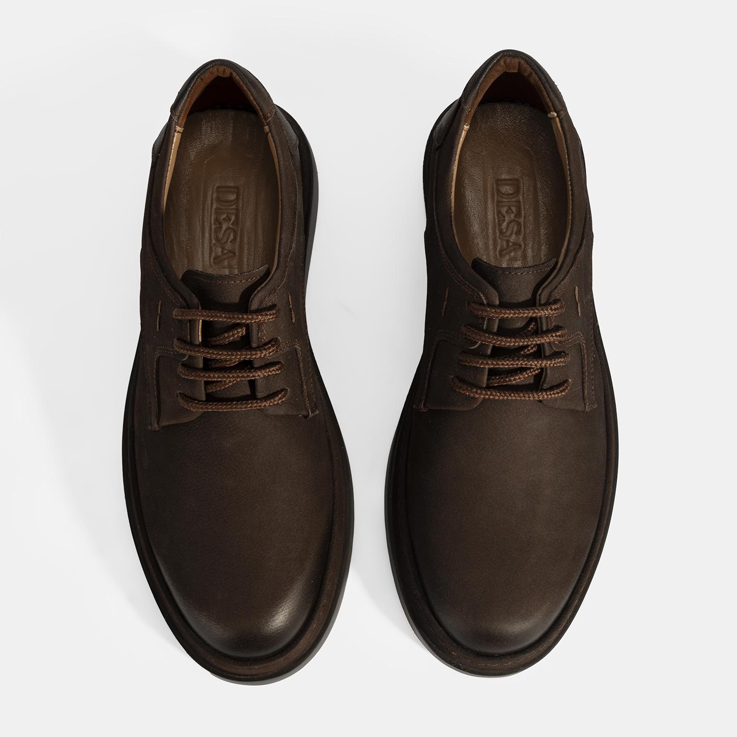 Erkek Kahve Bağcıklı Günlük Nubuk Deri Ayakkabı