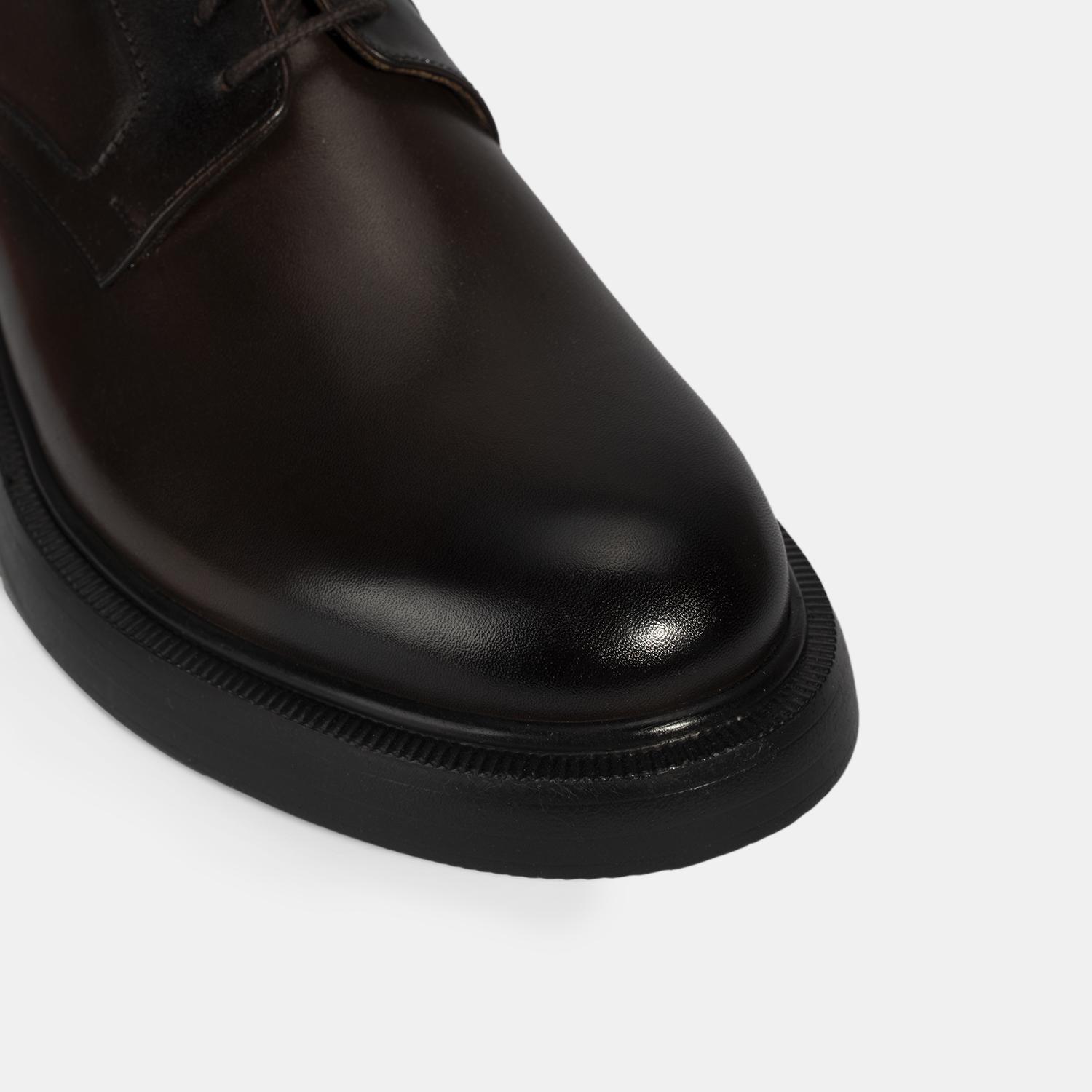 Erkek Kahve Bağcıklı Klasik Deri Ayakkabı