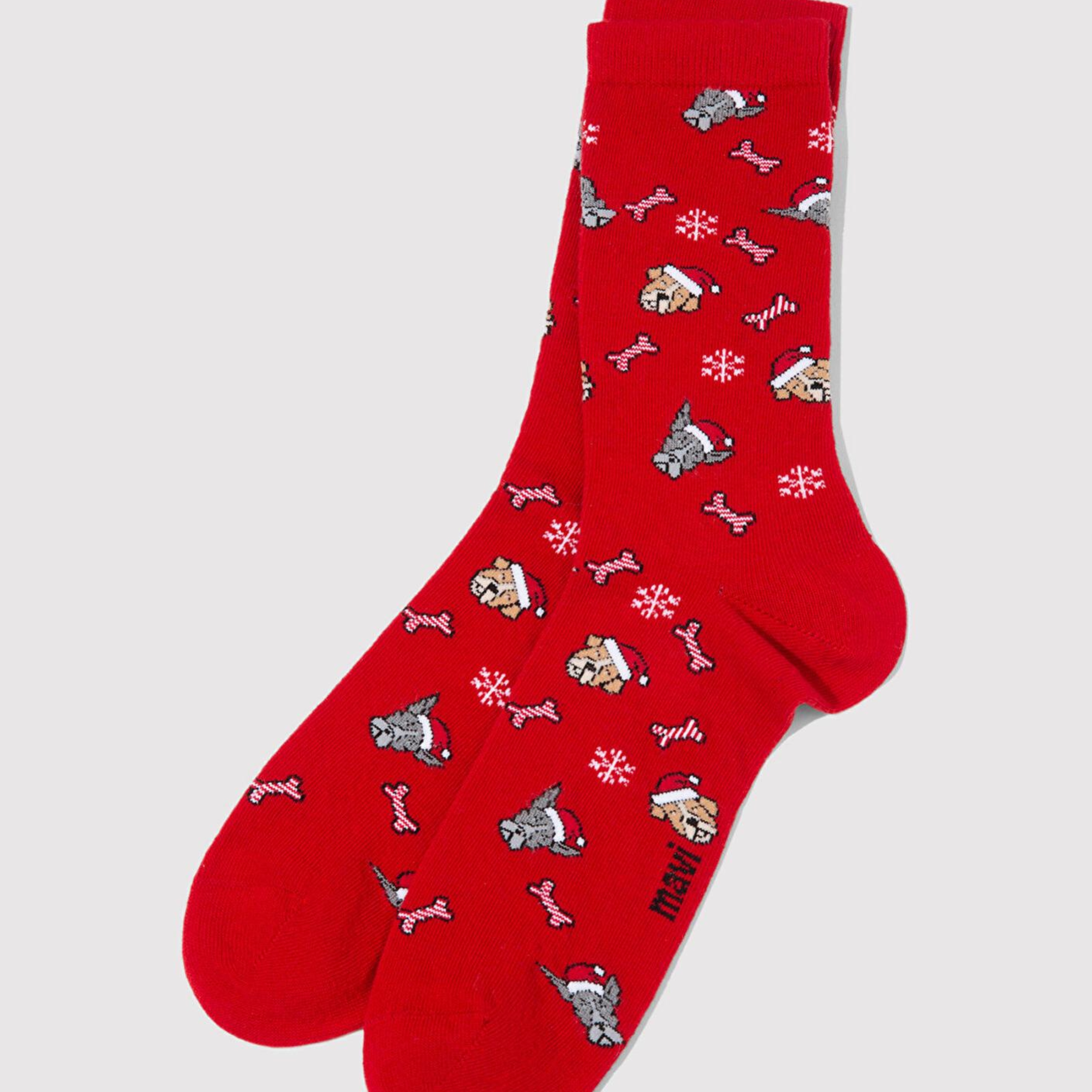 Mavi Yılbaşı Temalı Kırmızı Soket Çorap 0912174-70463