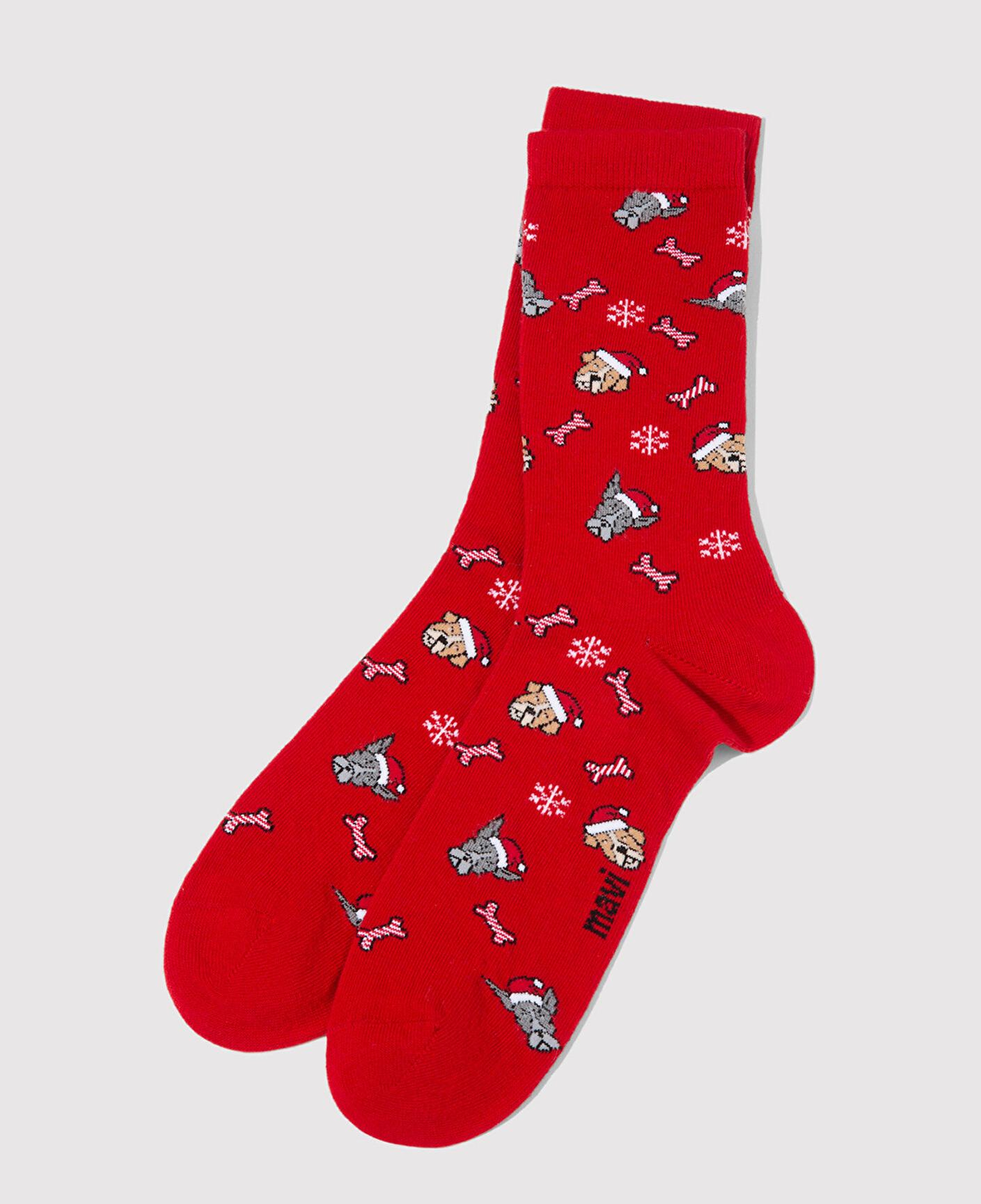 Mavi Yılbaşı Temalı Kırmızı Soket Çorap 0912174-70463