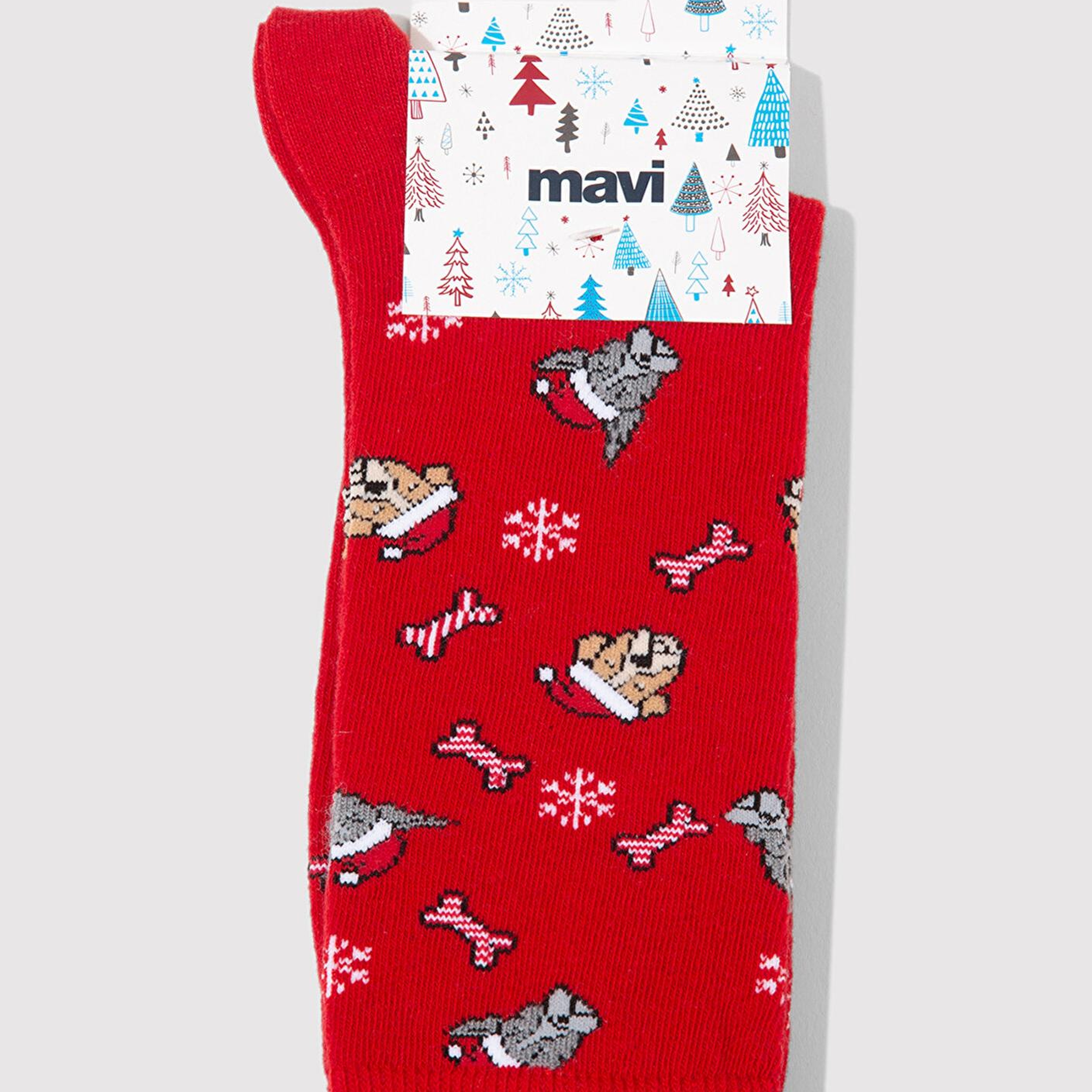 Mavi Yılbaşı Temalı Kırmızı Soket Çorap 0912174-70463