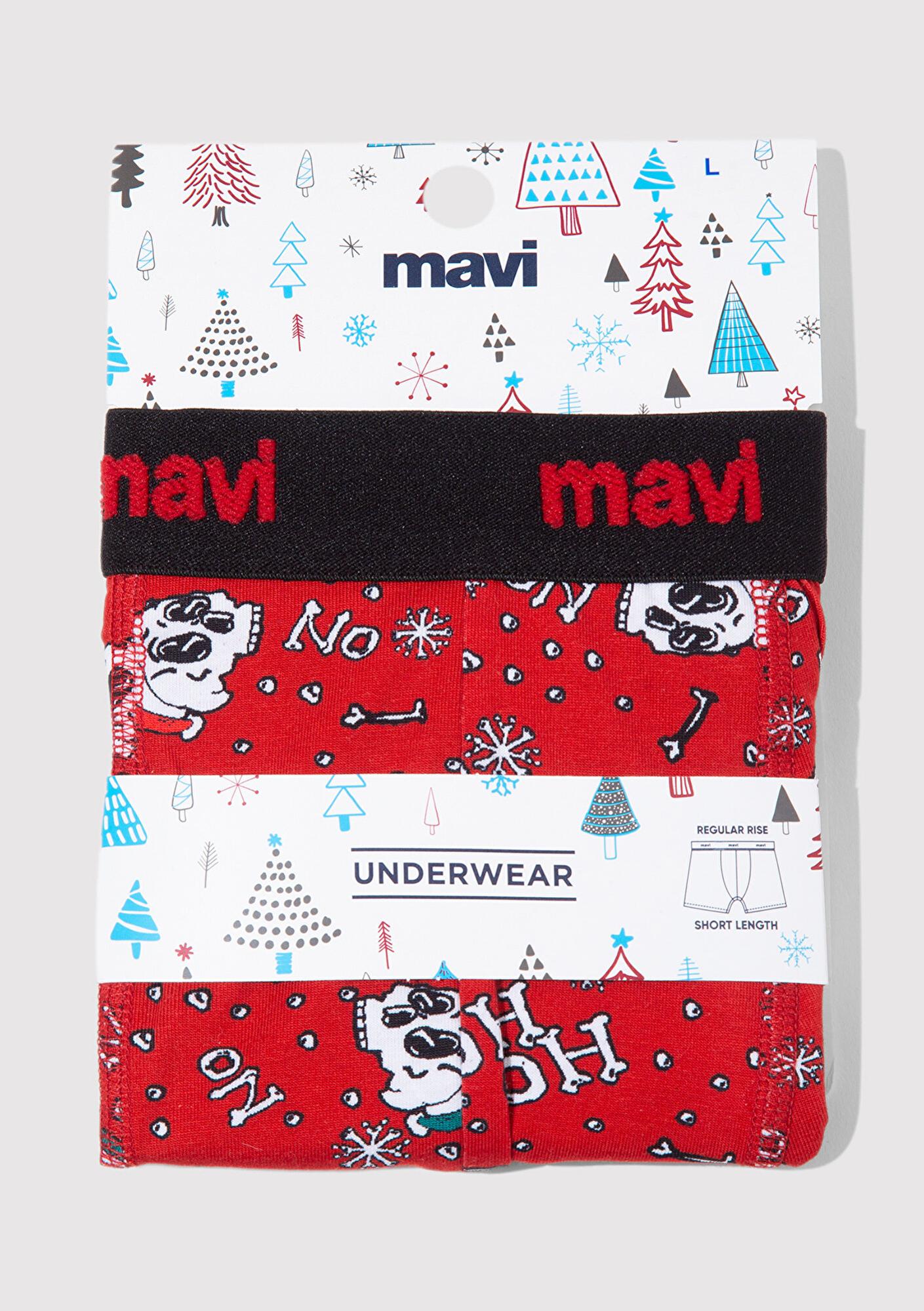 Mavi Yılbaşı Temalı Baskılı Boxer 0912122-70477