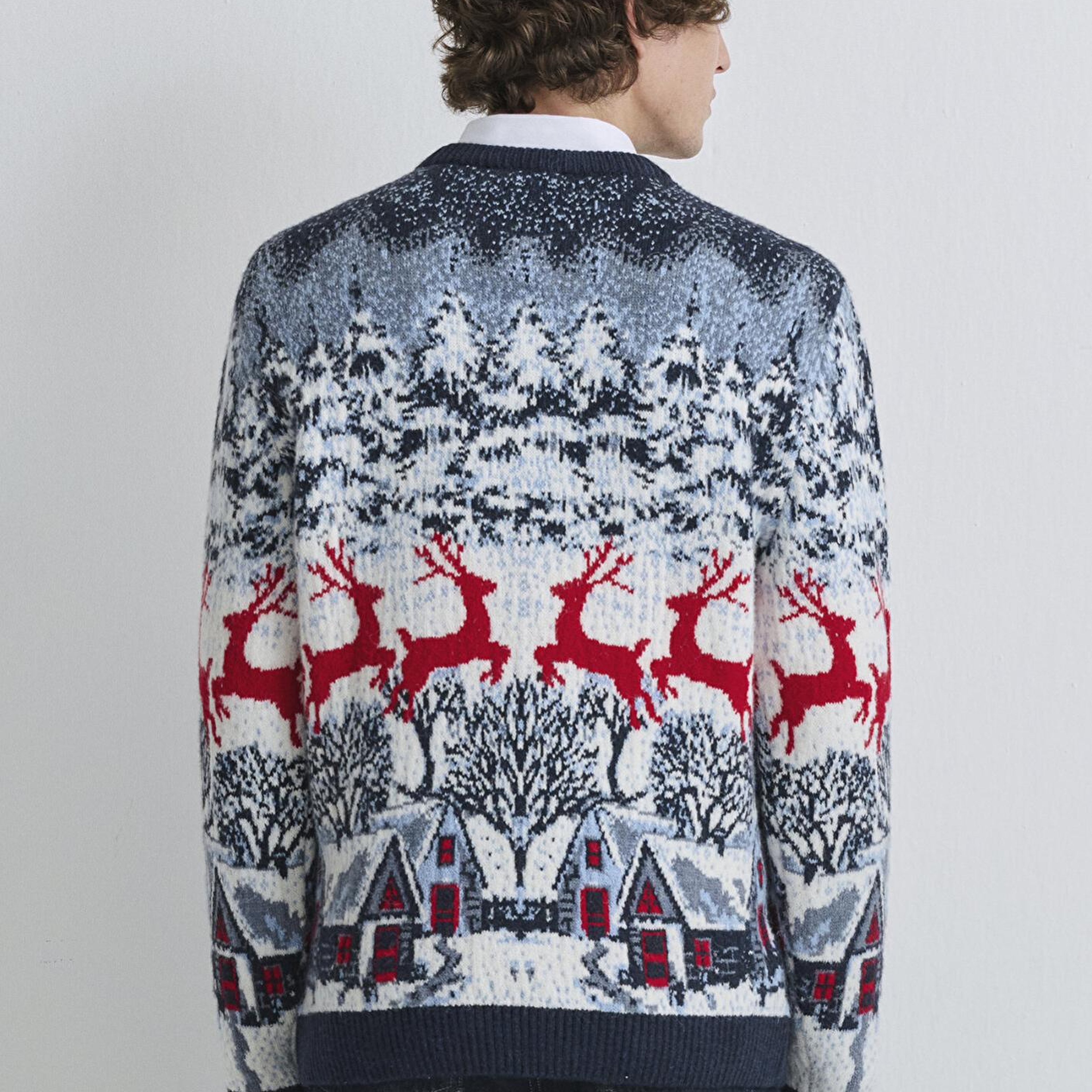 Mavi Yılbaşı Temalı Lacivert Kazak Regular Fit / Normal Kesim 0710407-70490