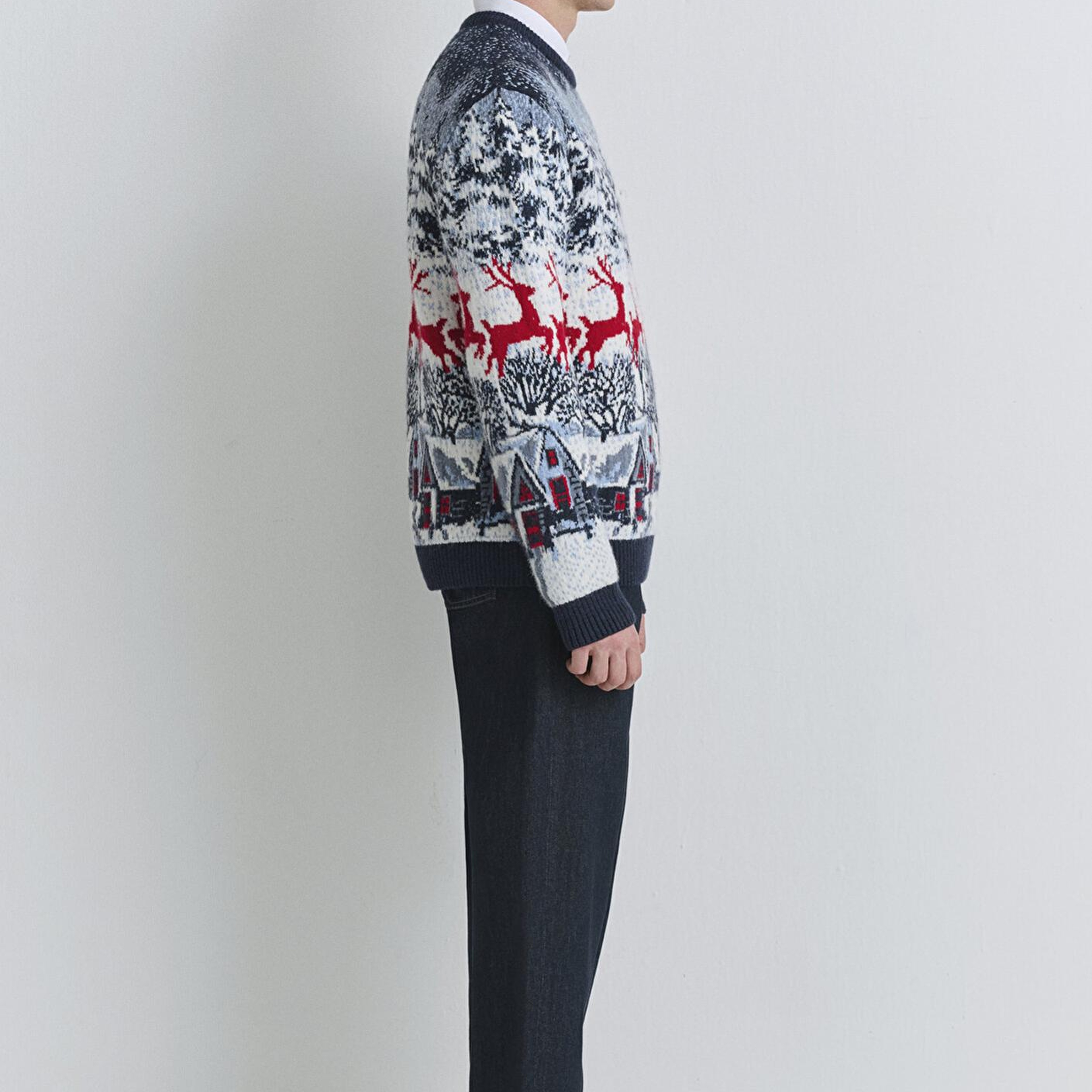 Mavi Yılbaşı Temalı Lacivert Kazak Regular Fit / Normal Kesim 0710407-70490