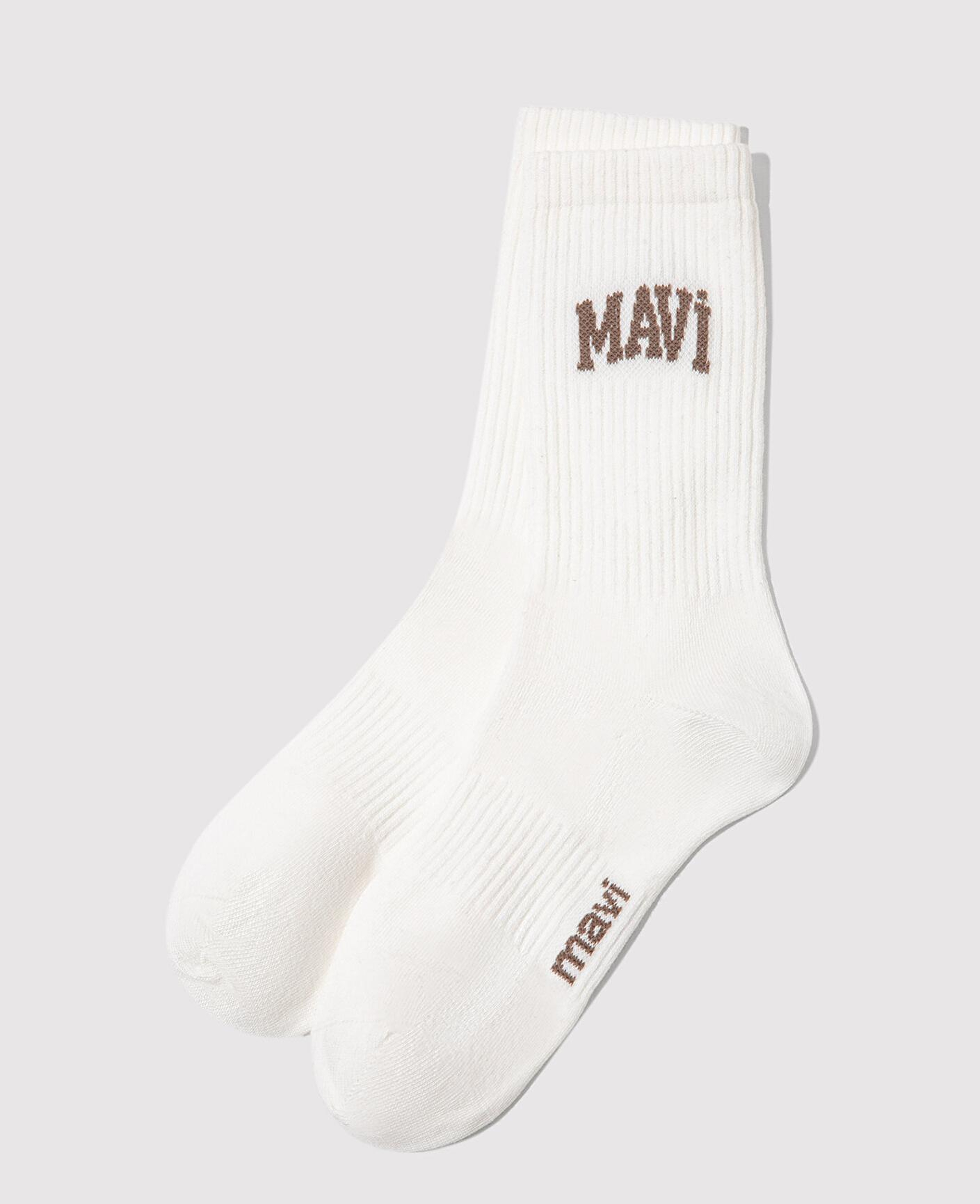 Mavi Mavi Logo Baskılı Ekru Soket Çorap 0911160-22937