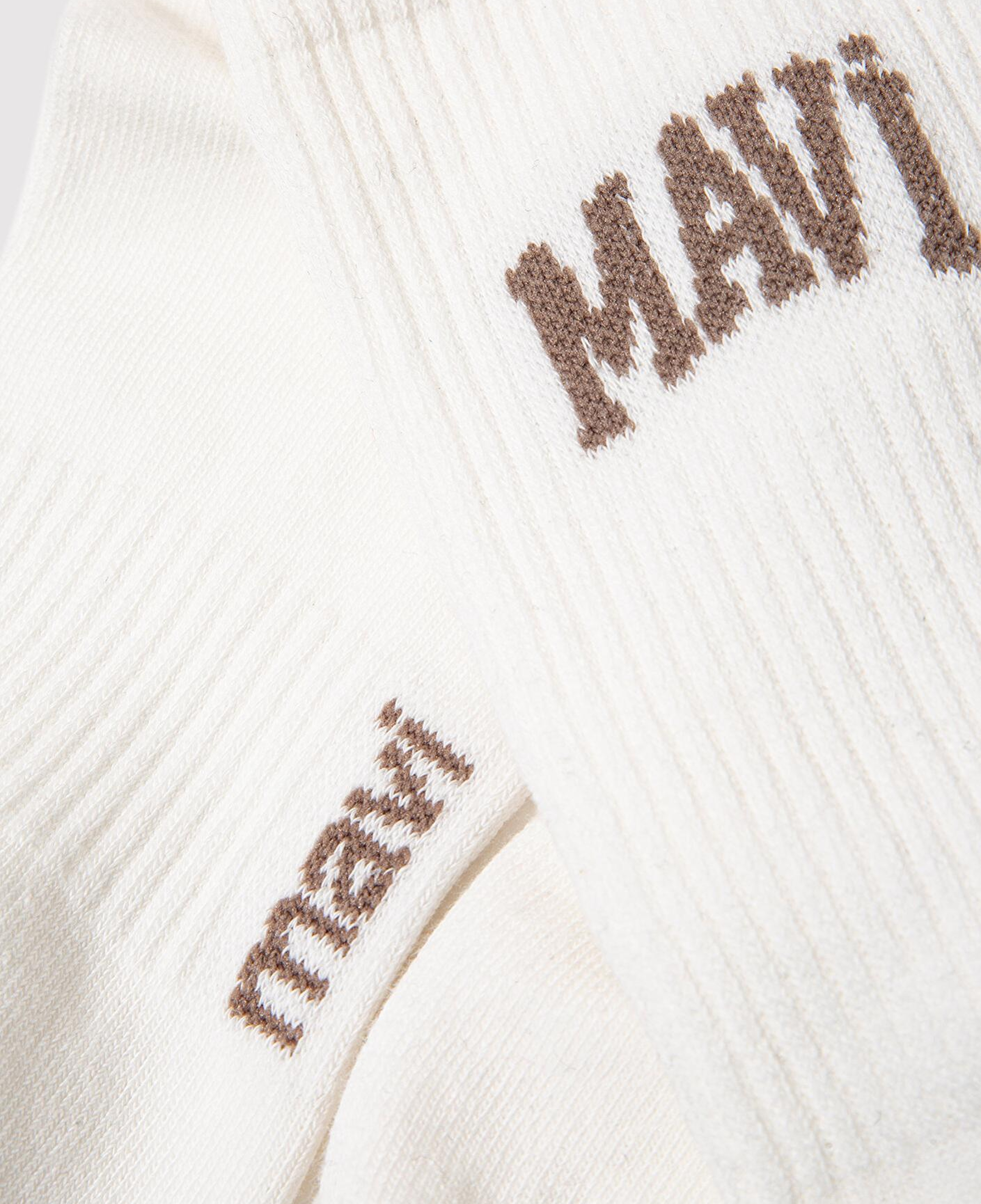 Mavi Mavi Logo Baskılı Ekru Soket Çorap 0911160-22937