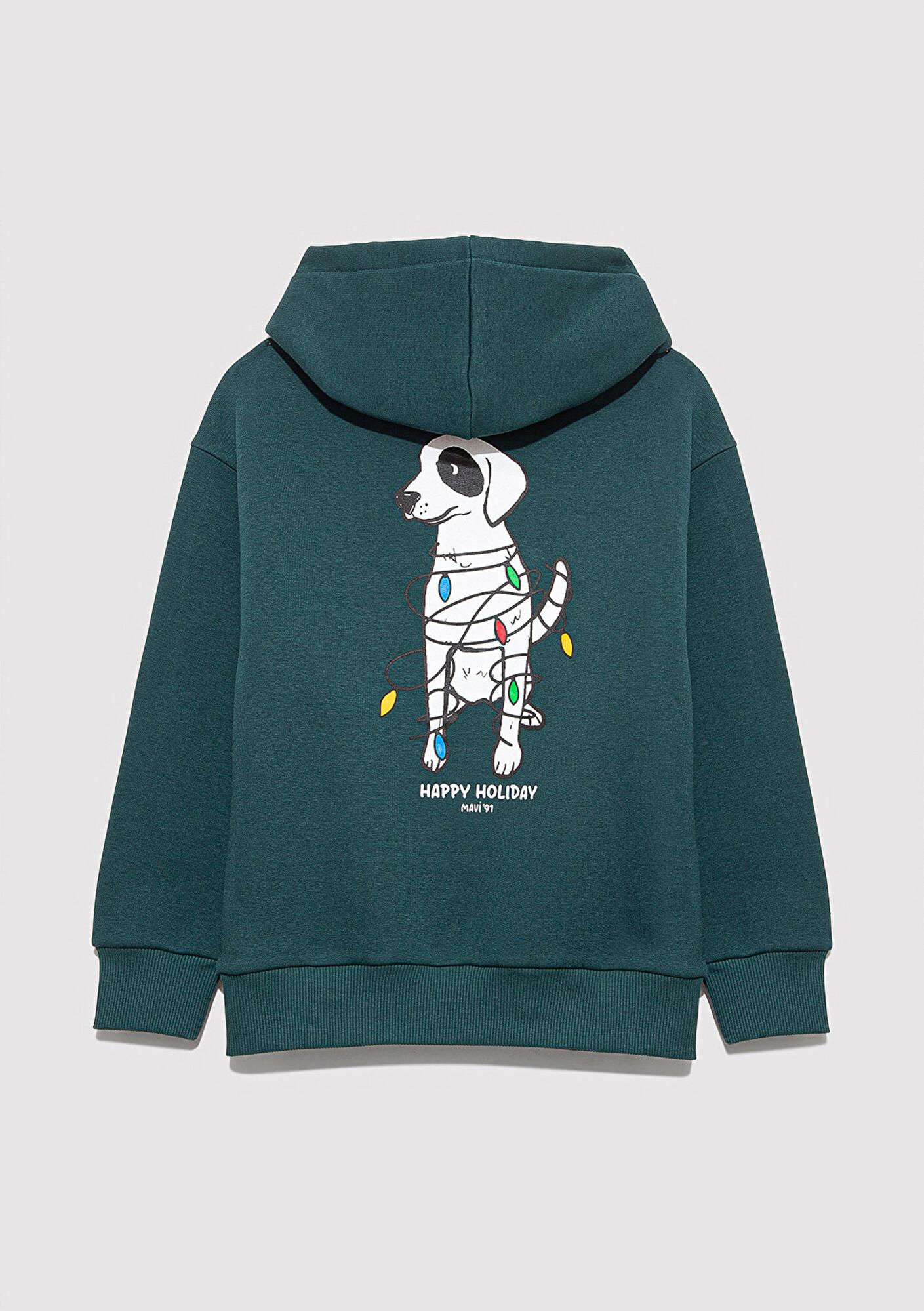 Mavi Yılbaşı Temalı Yeşil Sweatshirt 6S10178-71932