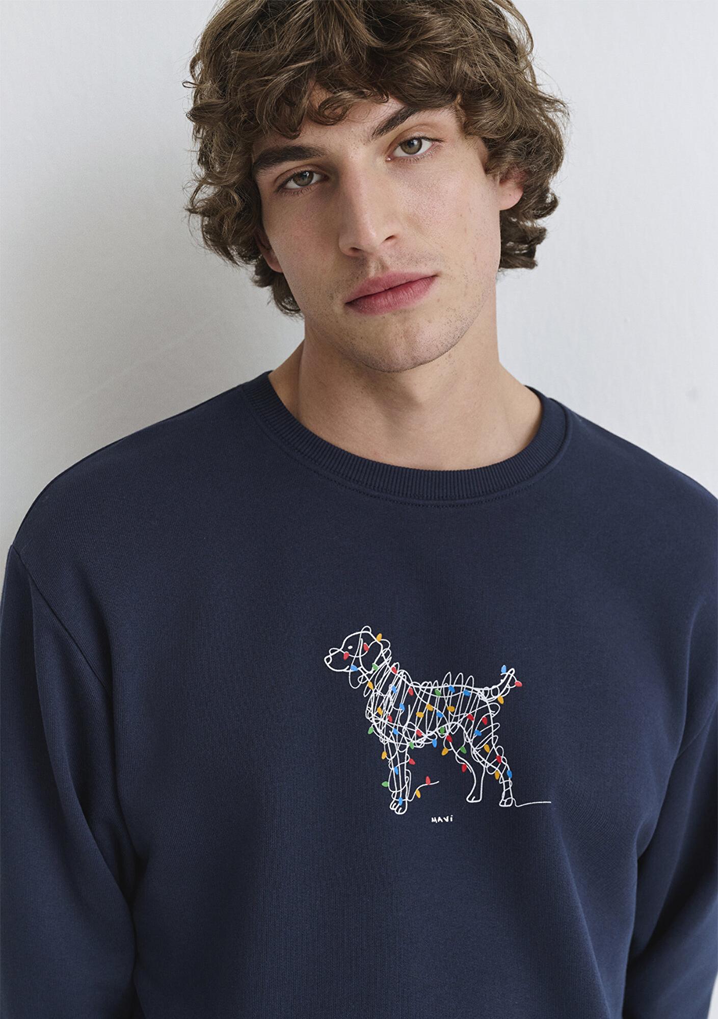 Mavi Yılbaşı Temalı Lacivert Sweatshirt 0S10553-82318