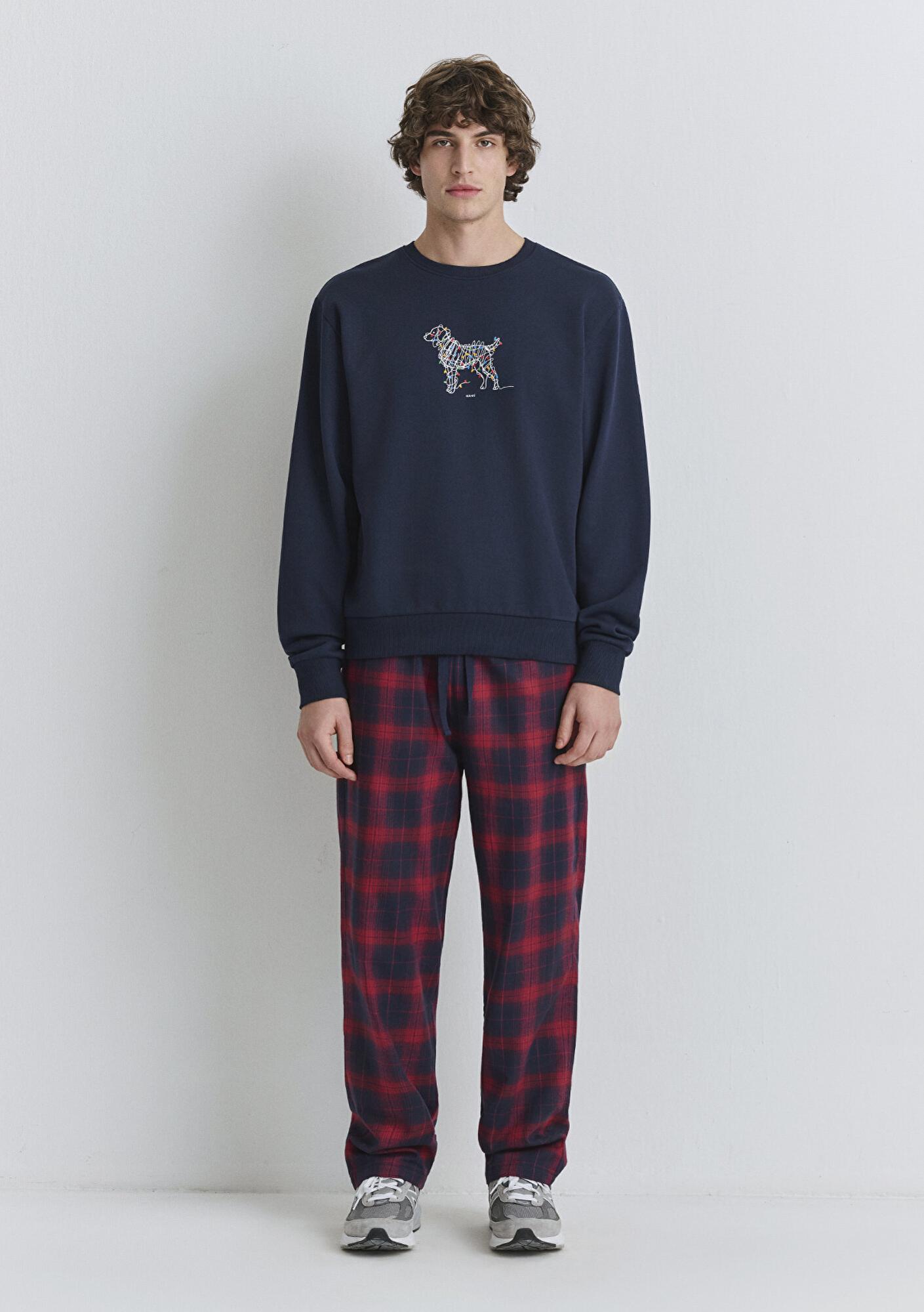 Mavi Yılbaşı Temalı Lacivert Sweatshirt 0S10553-82318