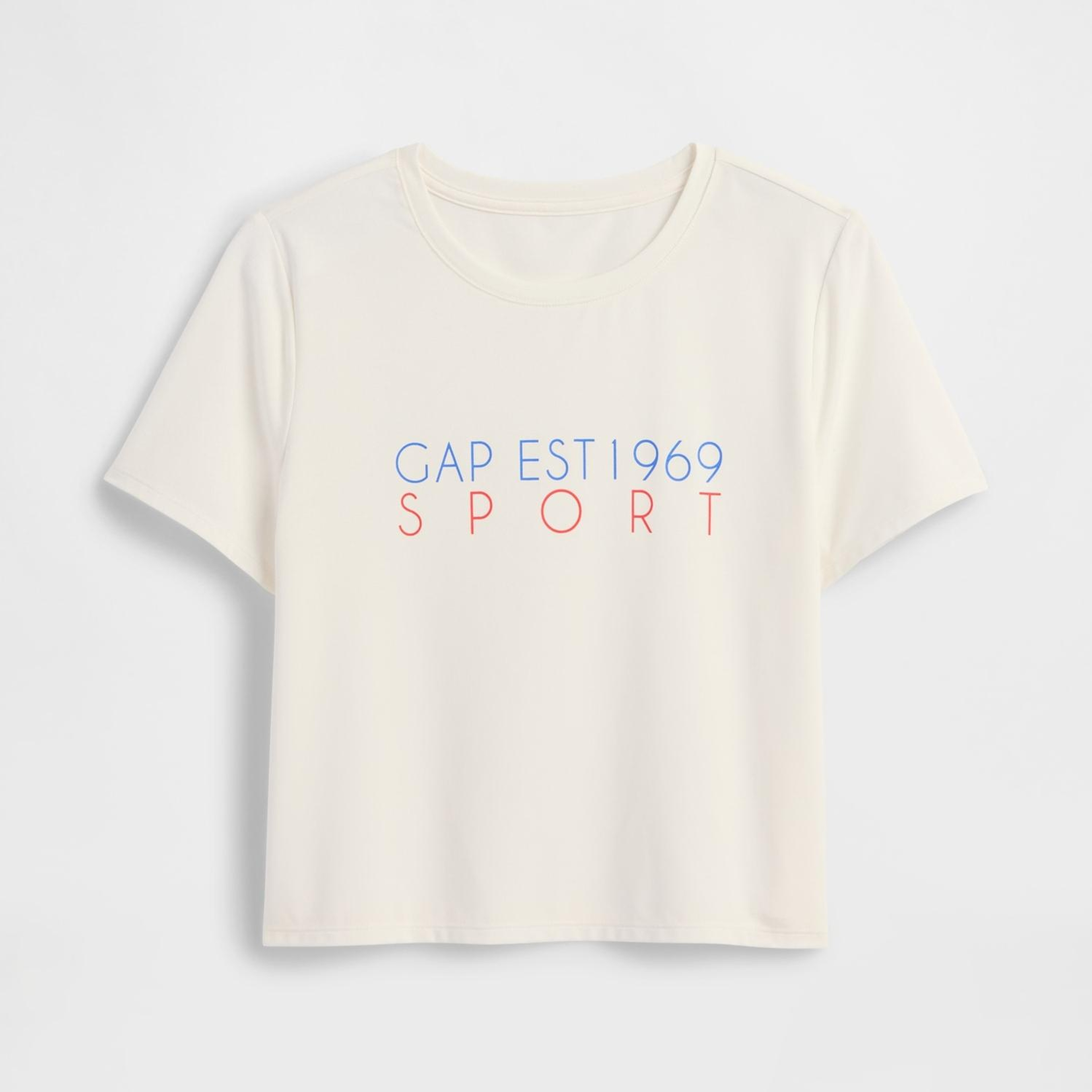 Kadın Krem GapFit Brushed Jersey Crop T-Shirt